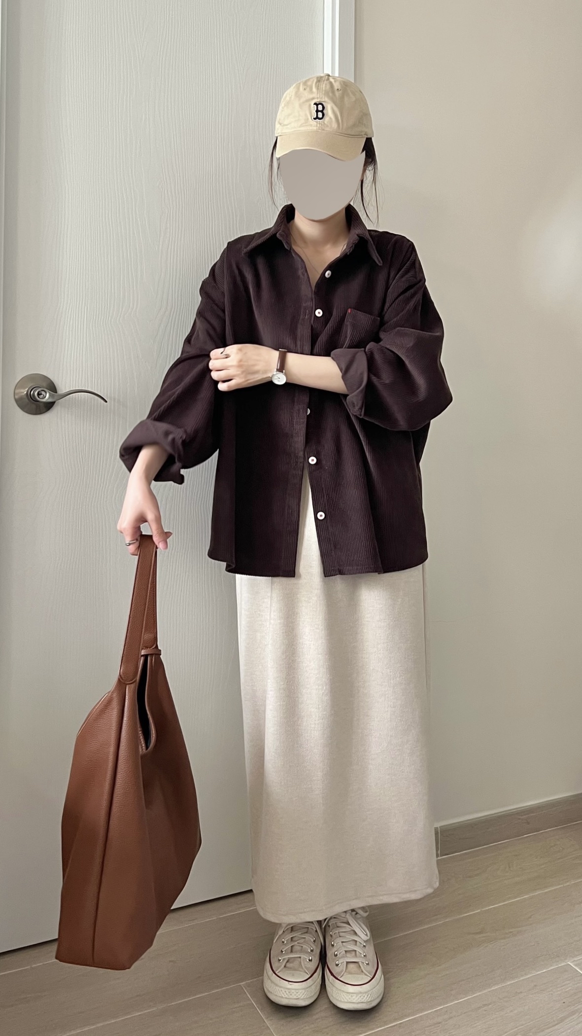 親膚軟熟細坑紋長裙 