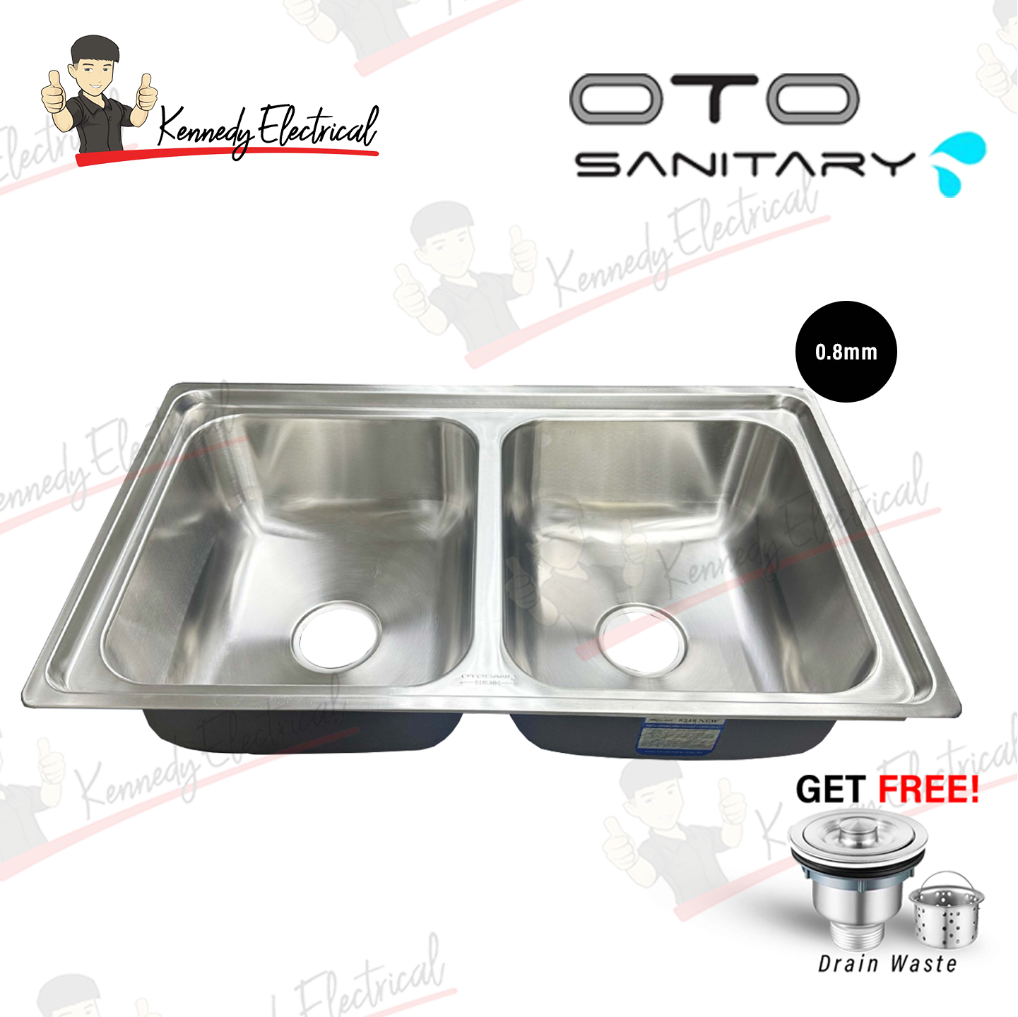Otosani Sus304 Stainless Steel Satin Double Bowl Kitchen Sink (8248Sr#) OTO8248SR