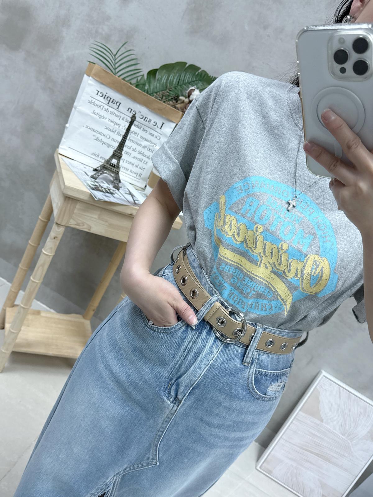 G17 糖果系拼色print Tee