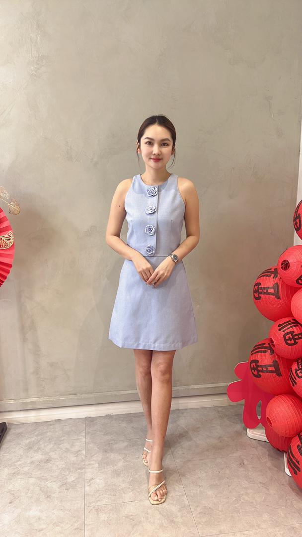 CD2089 MINI ROSES TWEED SHORT DRESS