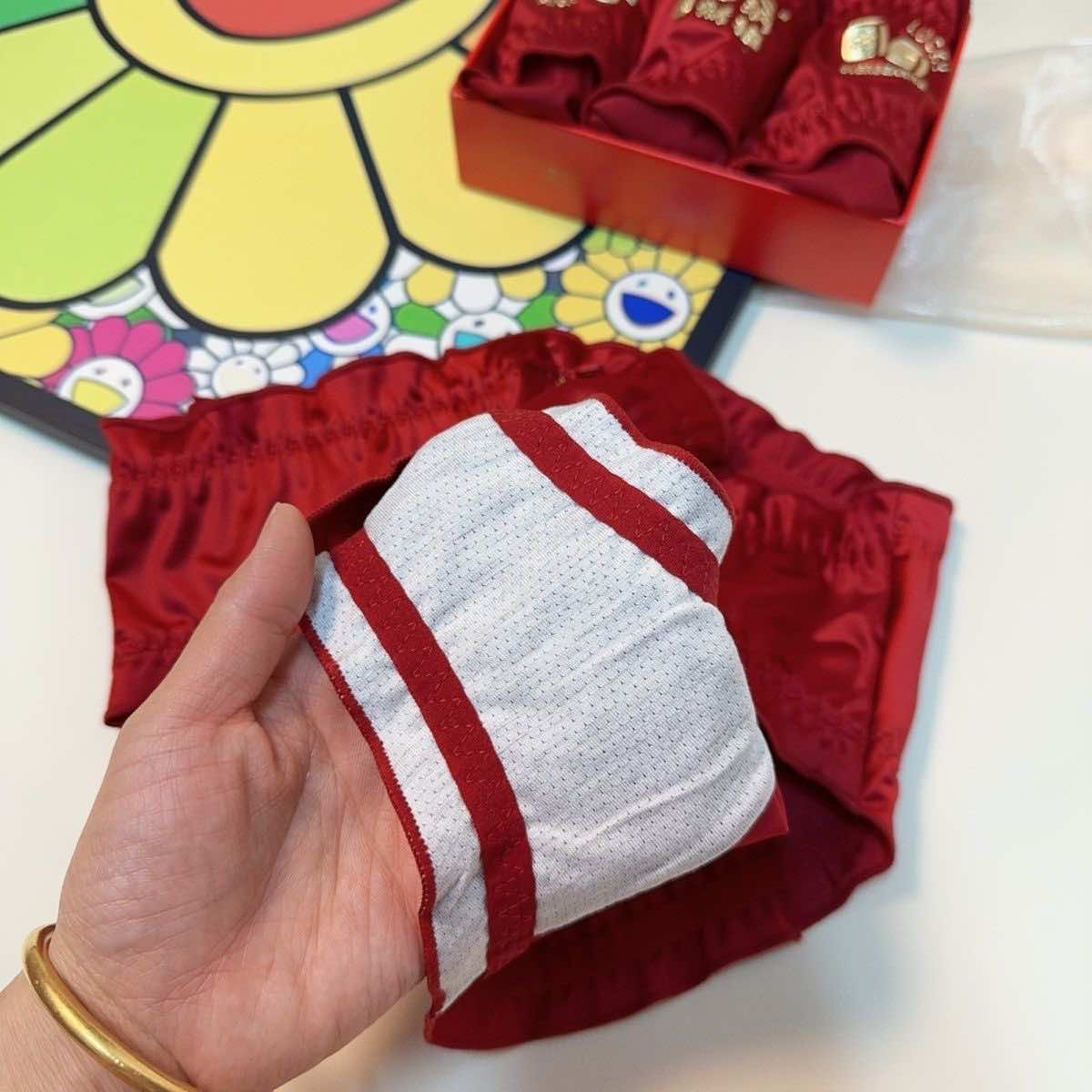 DDG05 立体吉言系列冰丝内裤（一套三件）（腰围 30-50寸）