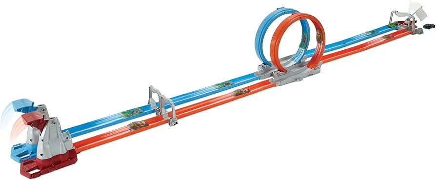 Hot Wheels Action Double Loop Dash 雙圈賽道套裝 雙環競速車仔軌道 附2架車Hot Wheels Double Loop Dash Drag Racing with 2 Vehicles Playset