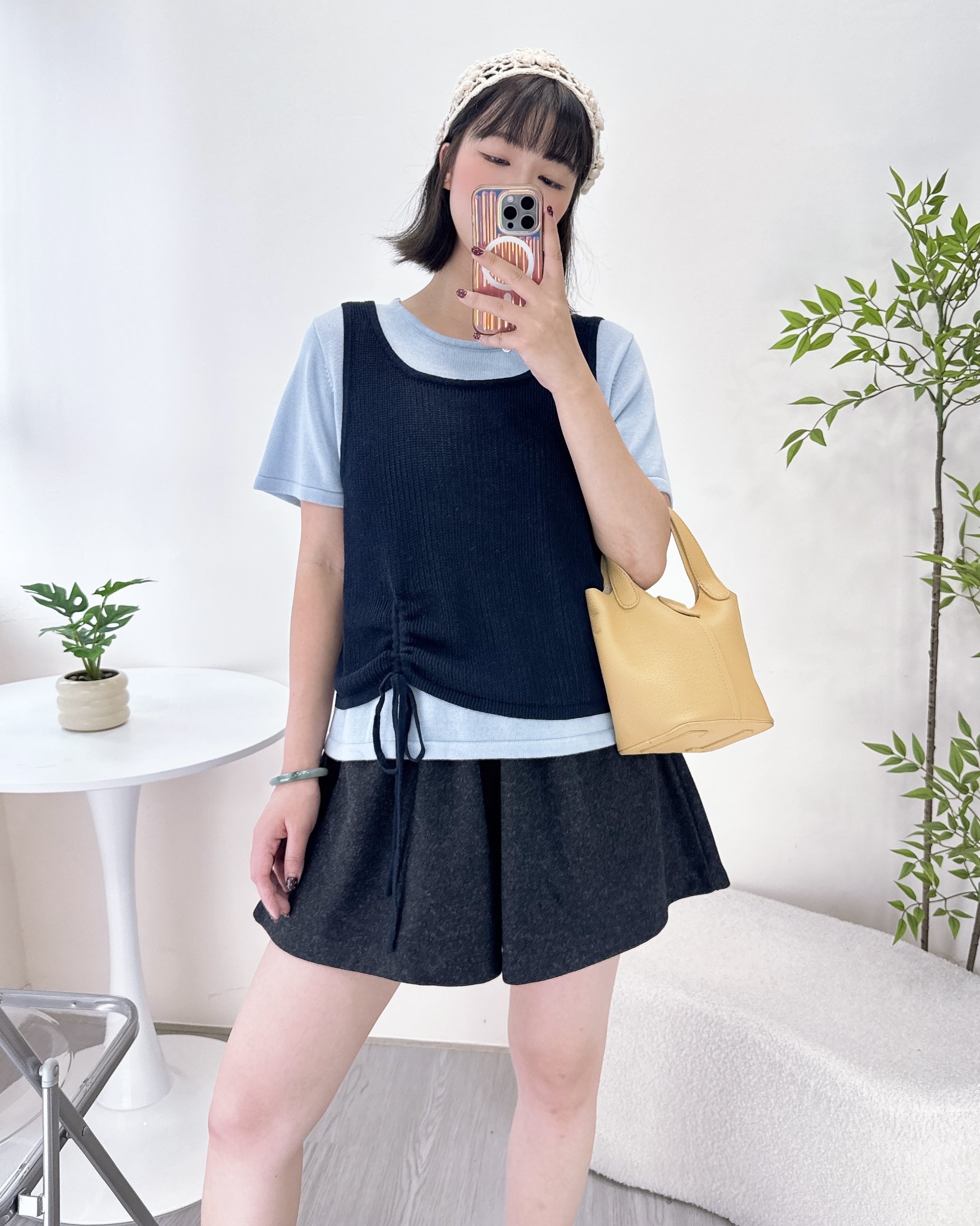 超軟熟假兩件針織線棉上衣 2色