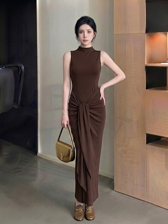 Front Tie Cotton Dress M245