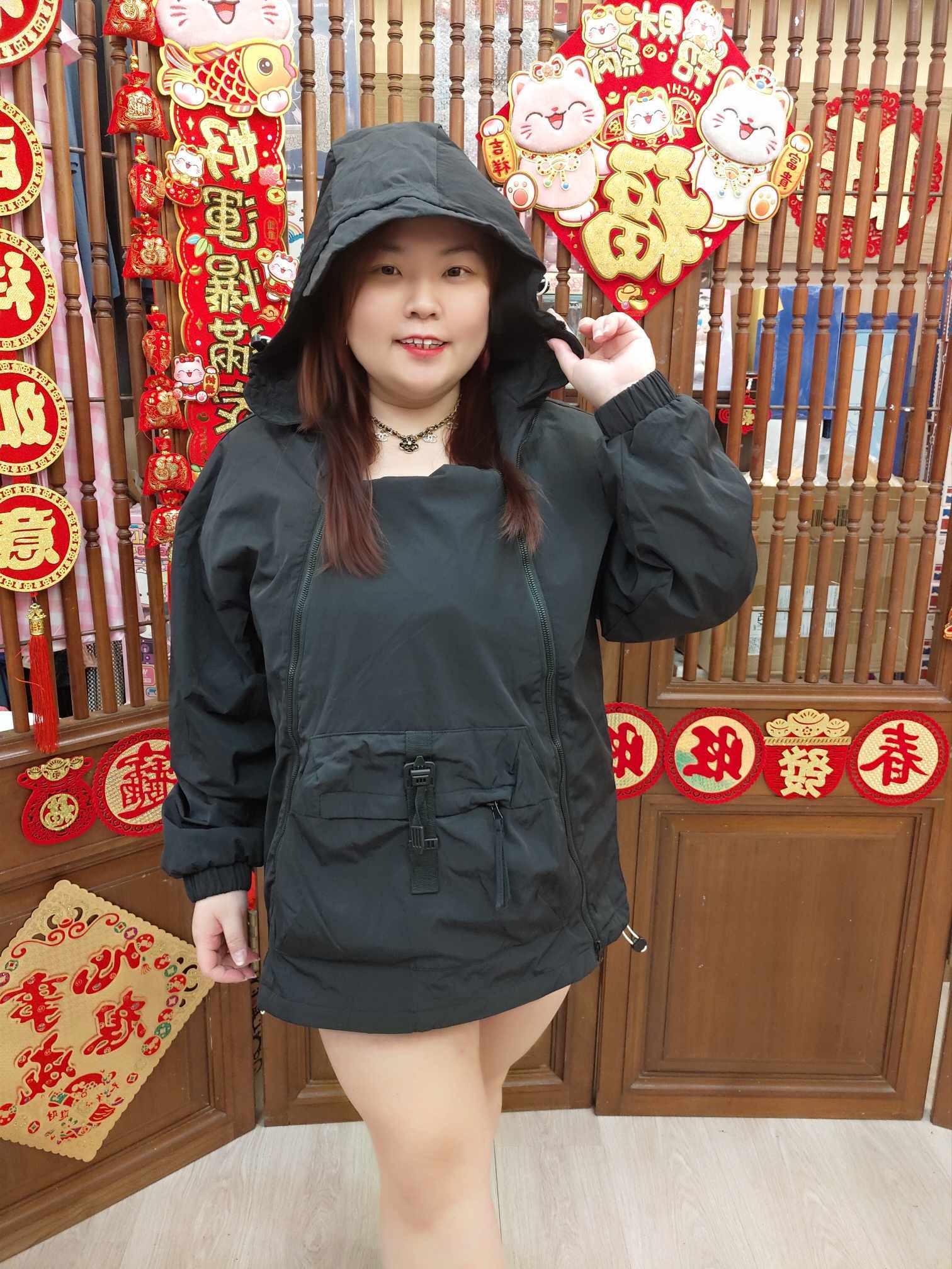 NBA07 单层附防盗锁连帽冲锋衣