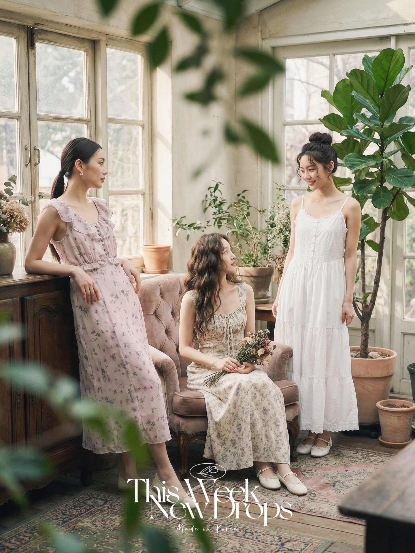 復古花紋連身裙