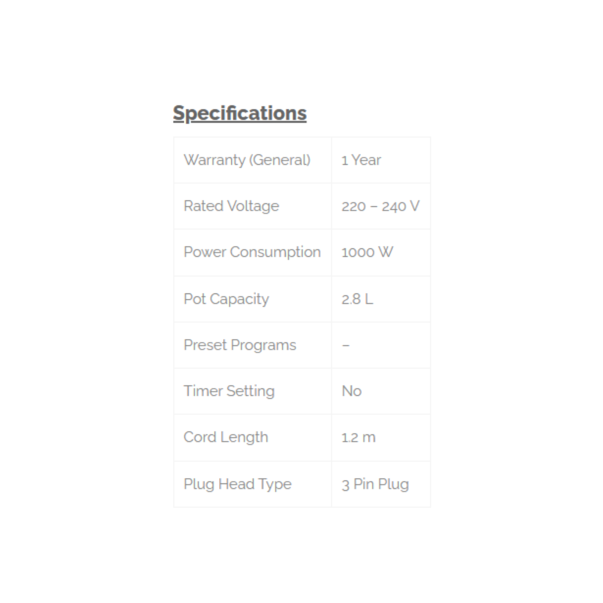 Phison 2.8L Conventional Rice Cooker PRC-8328