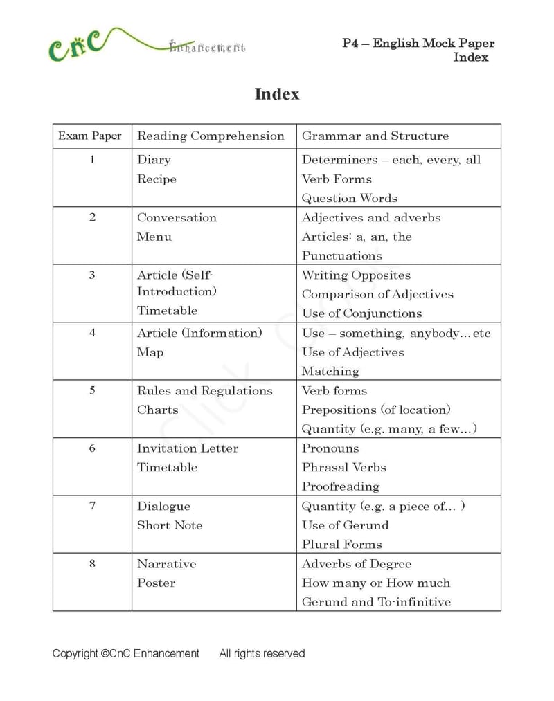  模擬試卷 (四年級)