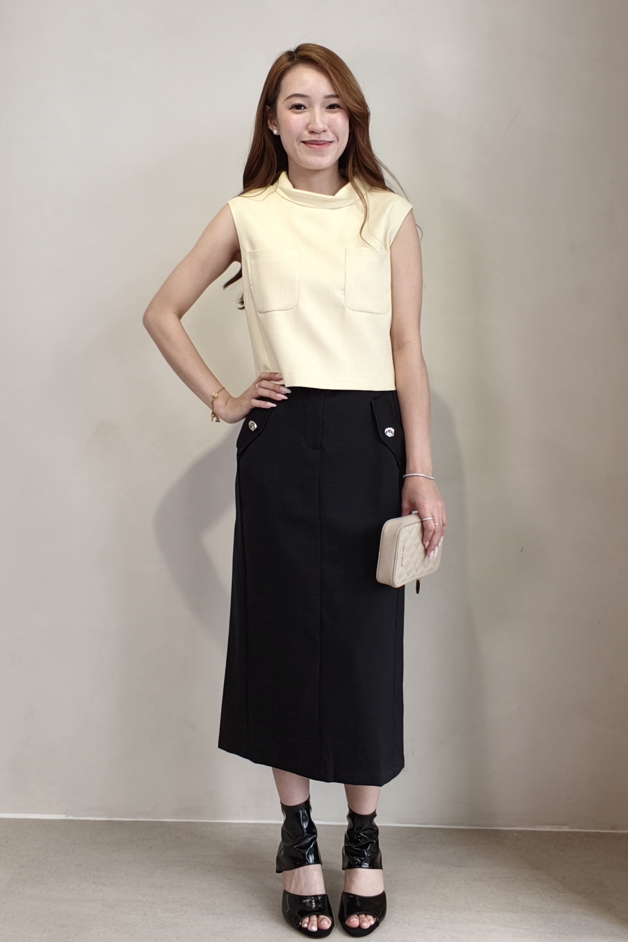 12241330 Victoria Belted Pencil Midi Skirt