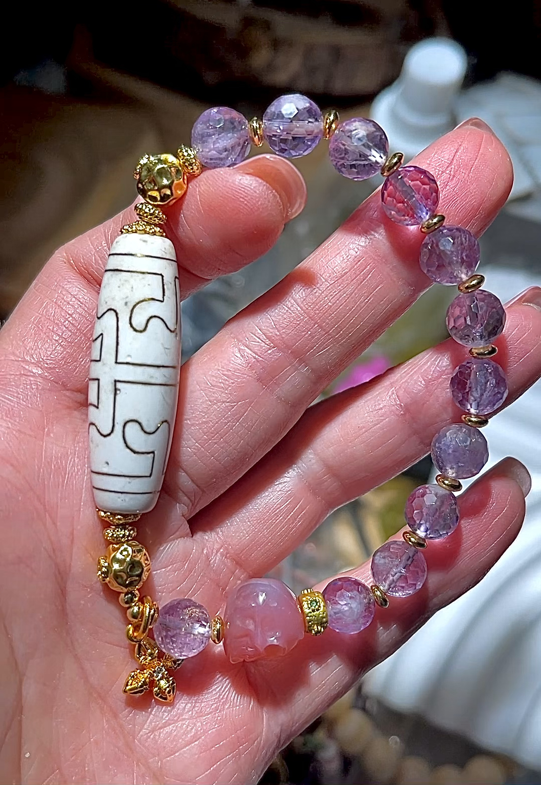 西藏措銀蓮師法器天珠珠