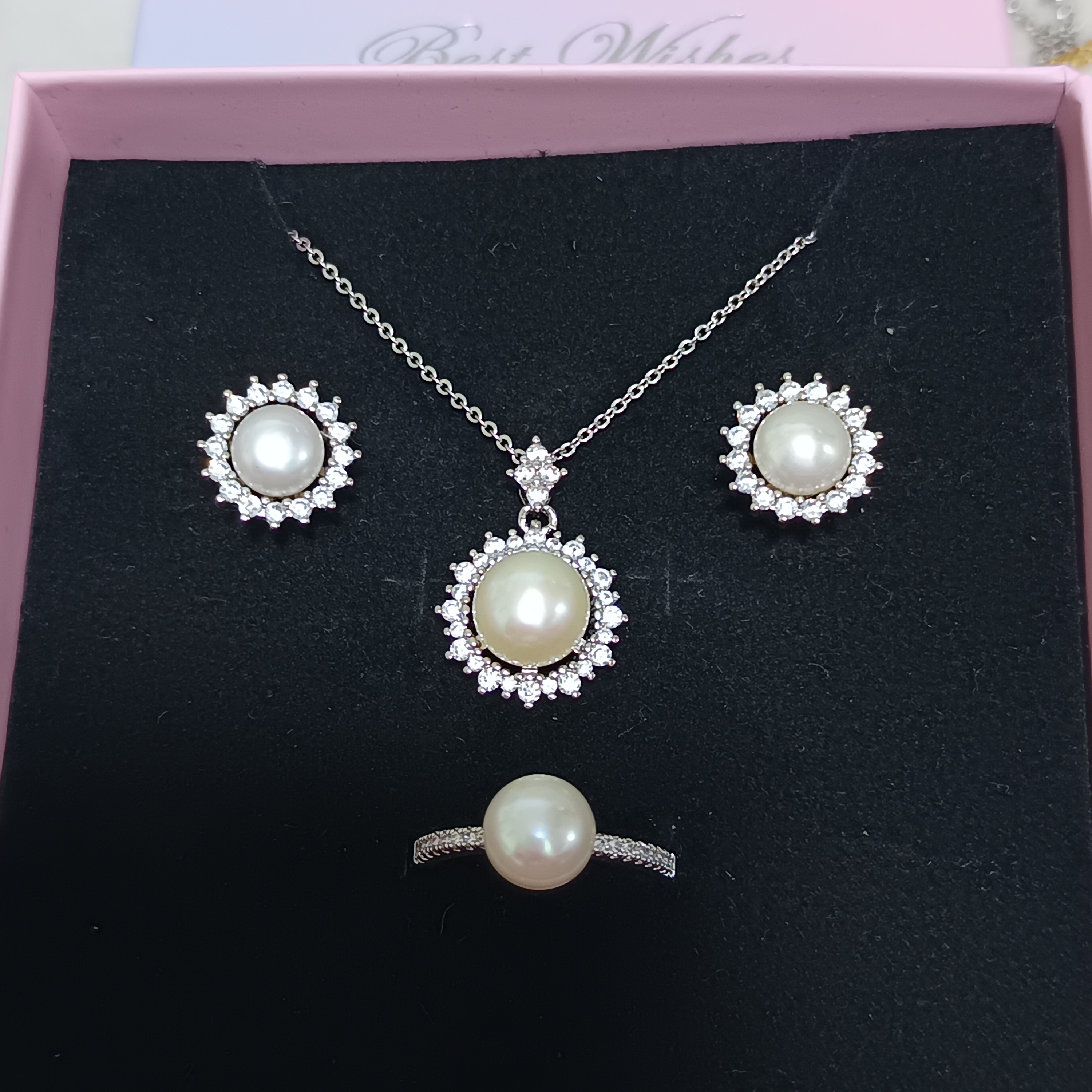 ✨特惠產品✨淡水饅頭珍珠925銀吊墜耳釘戒指套裝