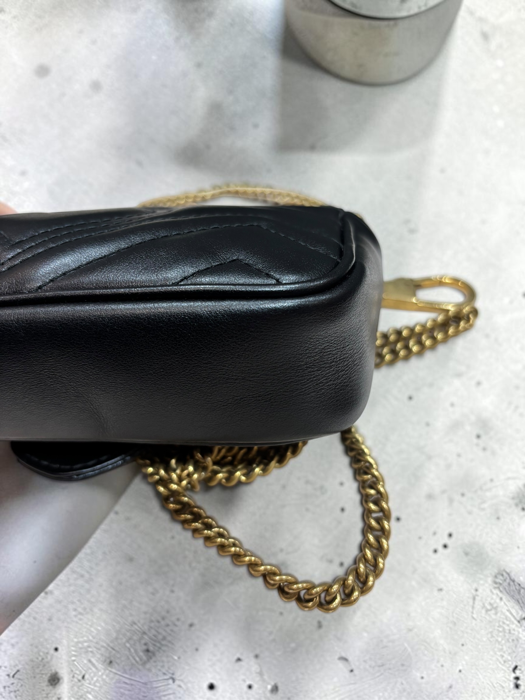 Gucci GG Marmont mini Chain Shoulder Bag 476433 Calfskin 100%Authentic,95%new✅dust bag 