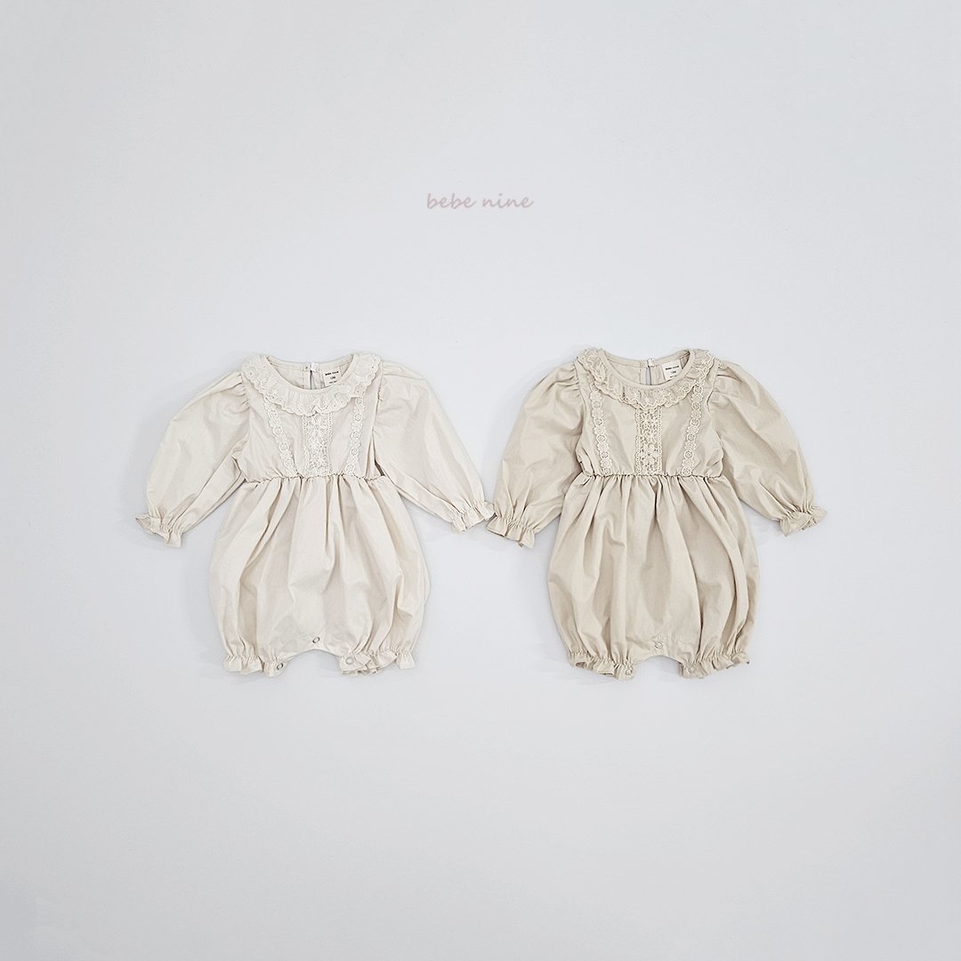 🌸預訂 韓國直送🌸🇰🇷Bebenine兩色蕾絲花邊寬鬆長袖連身服