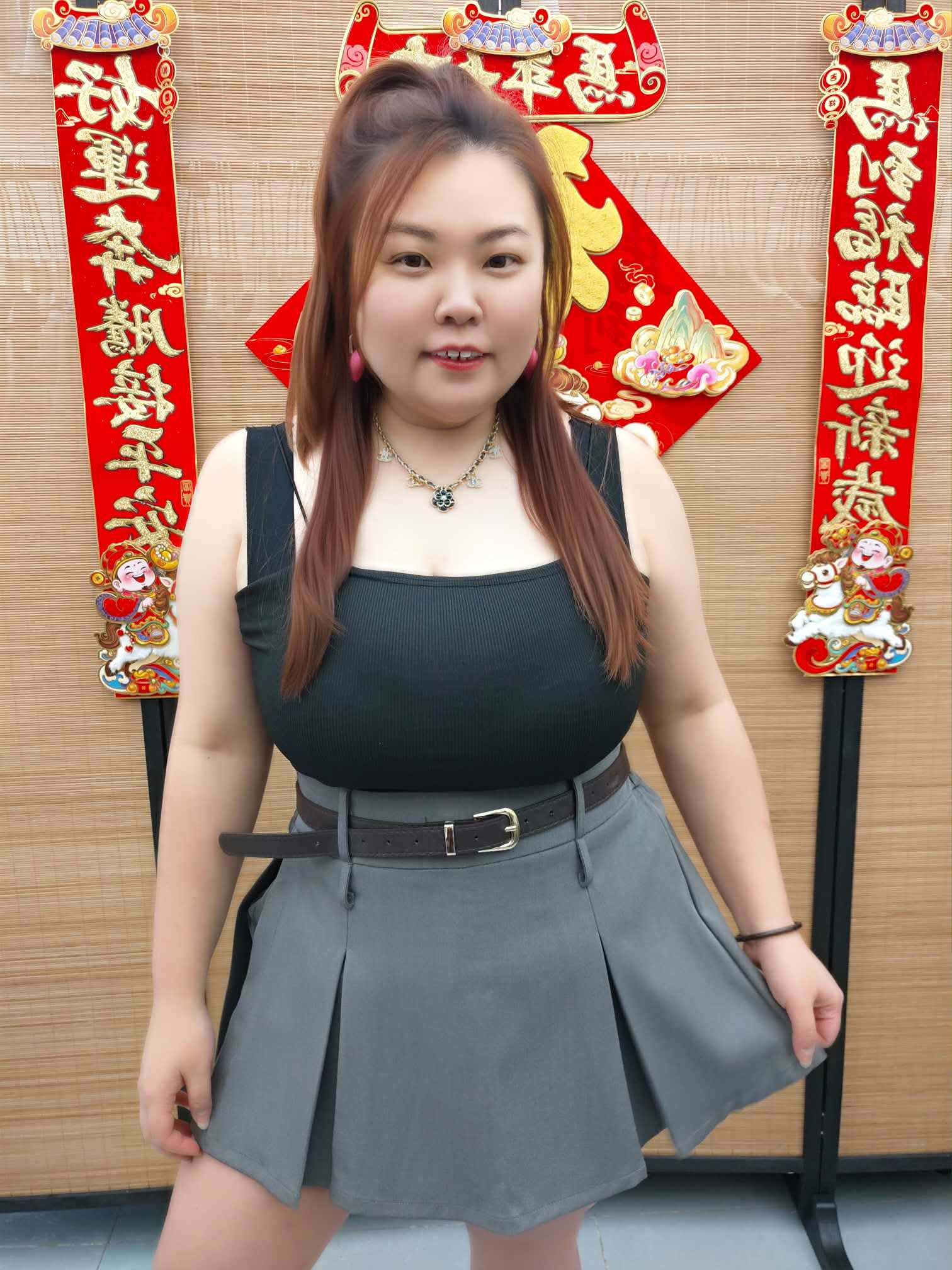 DDI03 6025(A4) 后百褶拼前大百褶附腰带JK裤裙