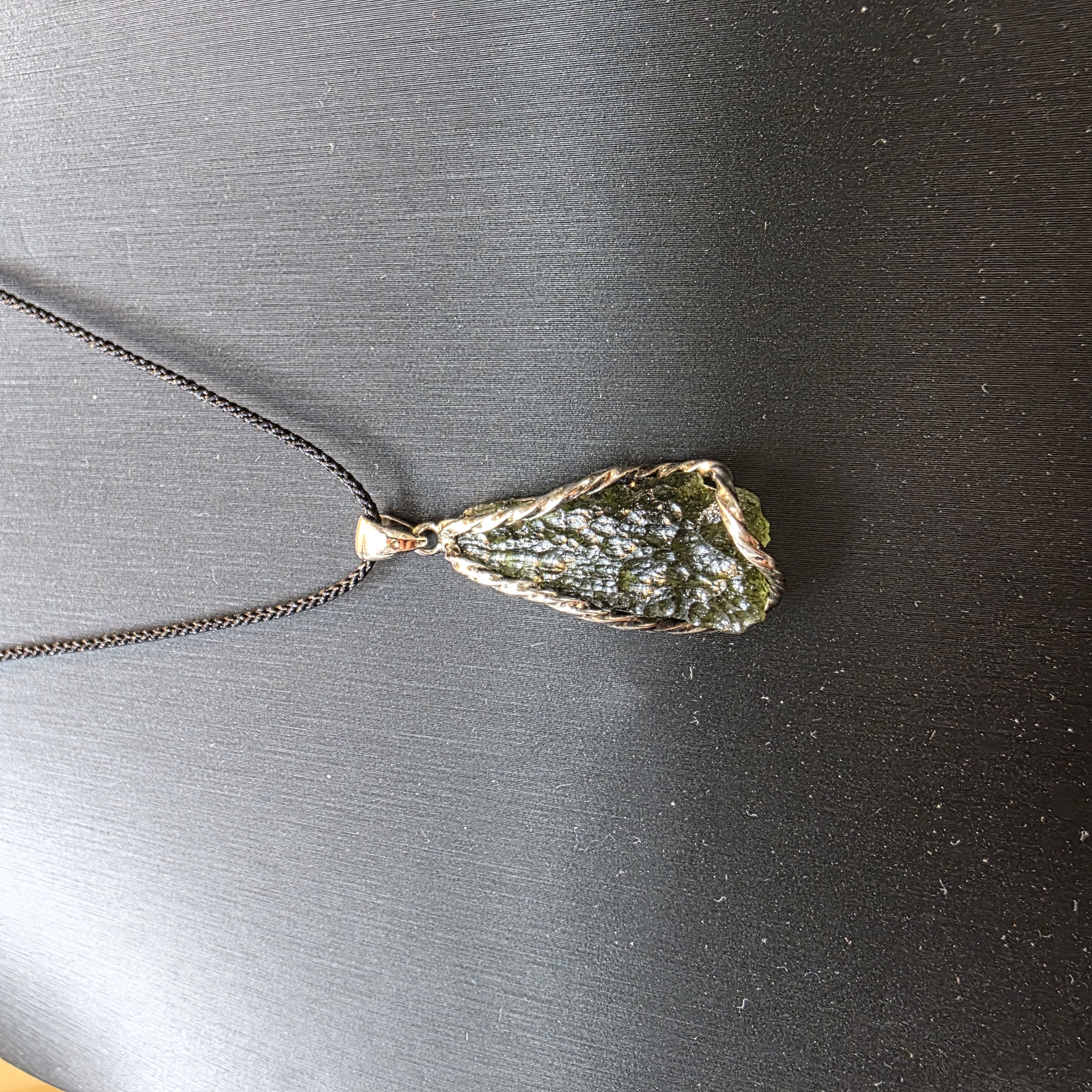 捷克綠隕石原石 925銀吊飾