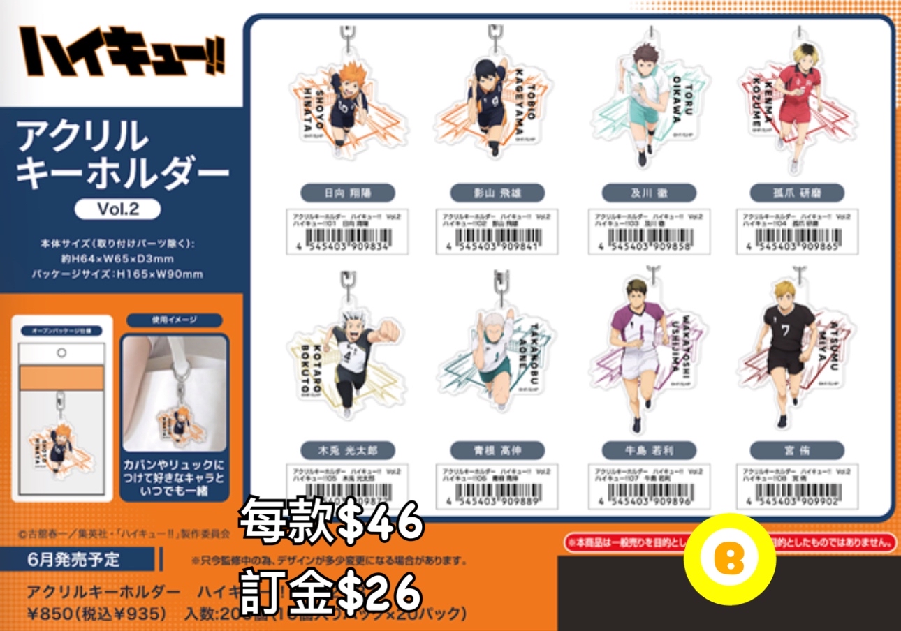 Preorder預訂6/2026年排球少年匙扣