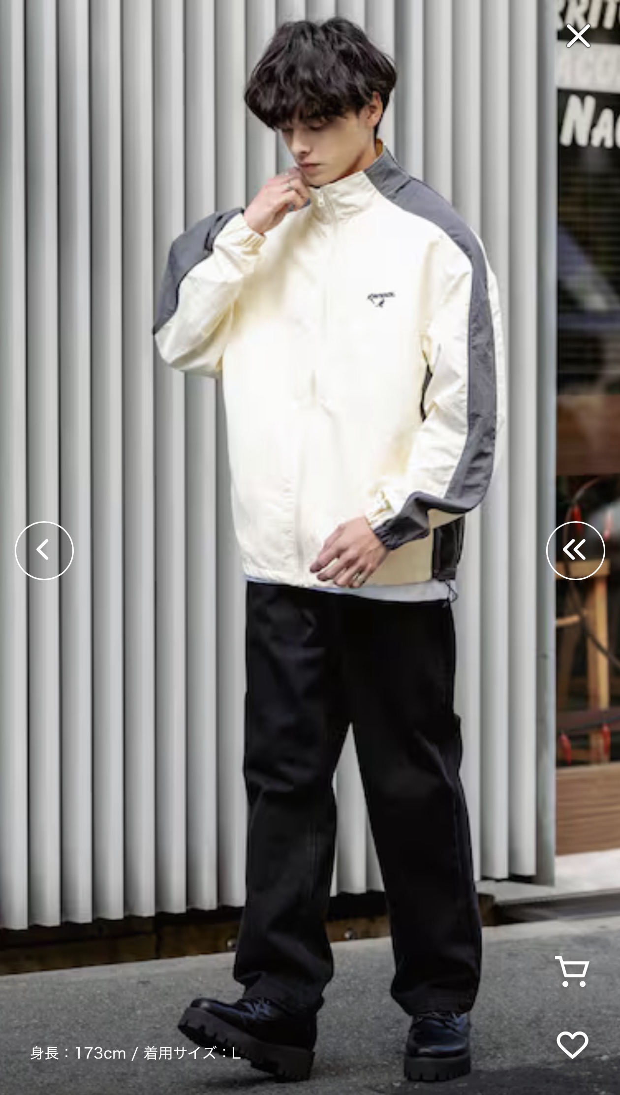 KANGOL 薄款尼龍運動夾克（IVORY)