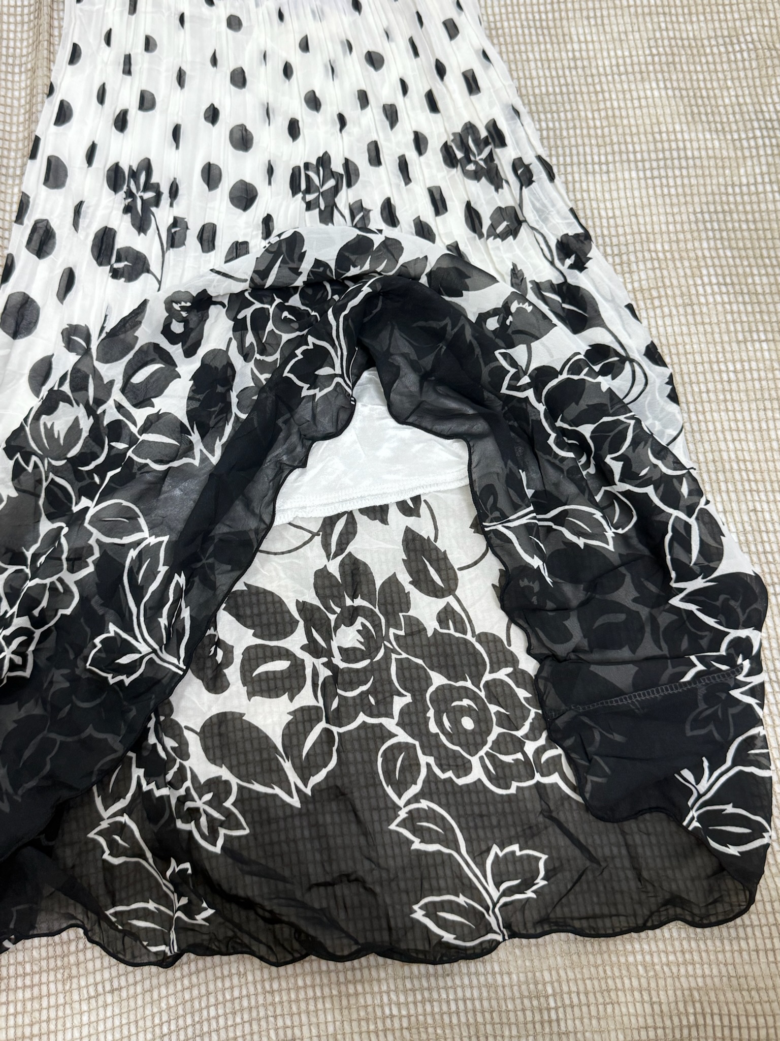 Whimsigoth Border Print Maxi Rose Chiffon Long Skirt