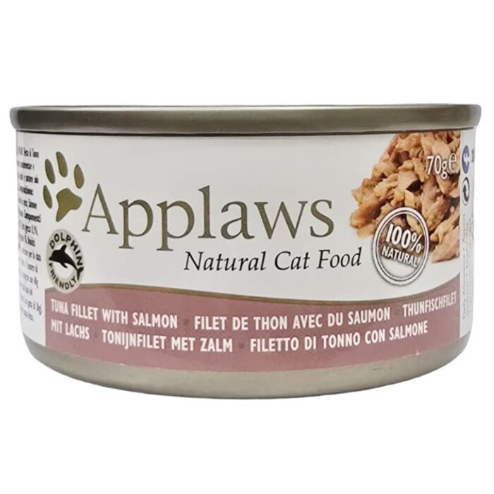 Applaws 湯煮吞拿魚+三文魚 全天然成貓罐頭 70gx24