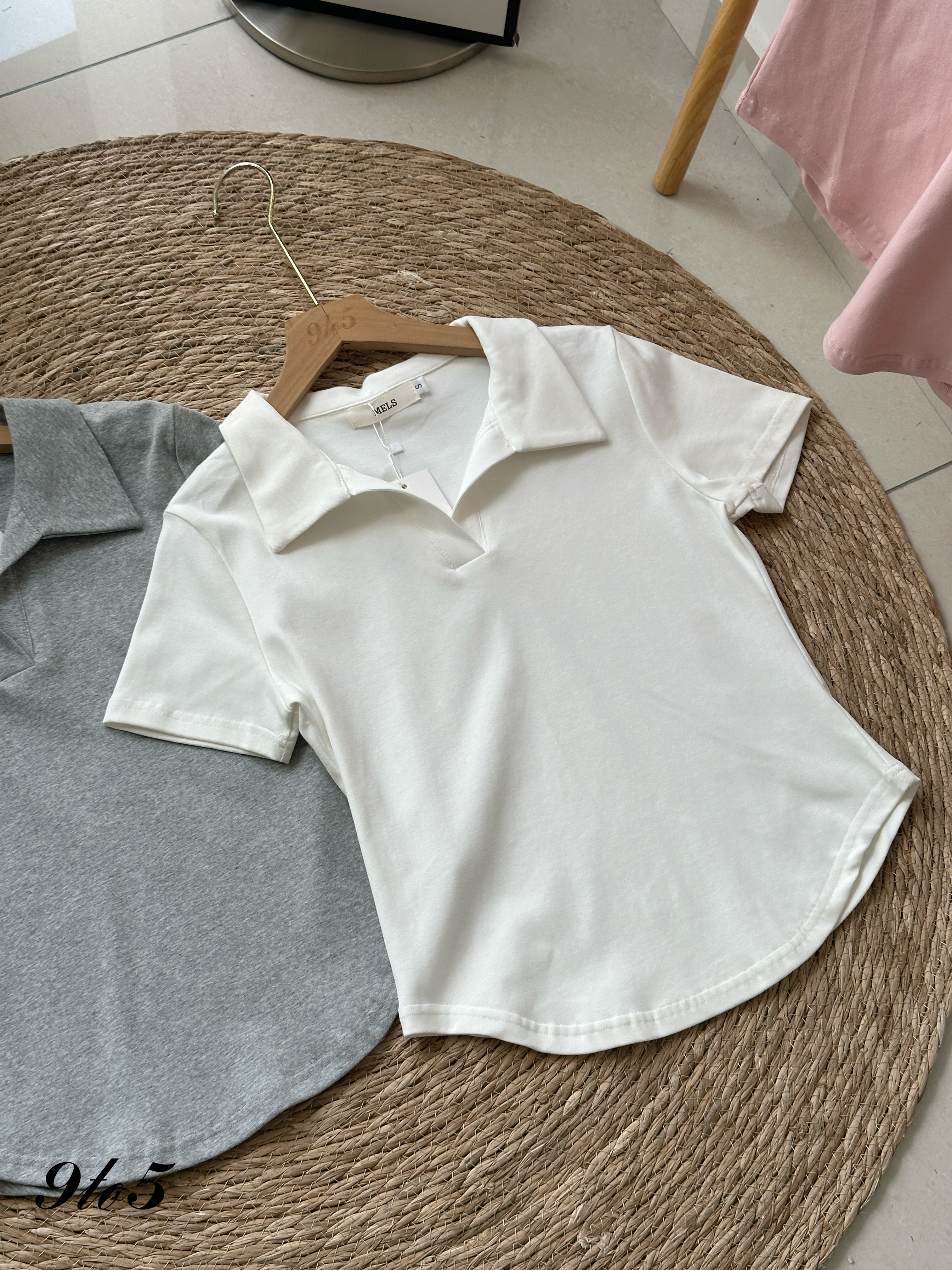 T4163 V Neck Polo Tee - 3 Colors 