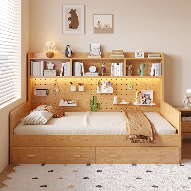 兒童床書架櫃一體多功能臥室細單位儲物現代男女孩地台單人床 bed