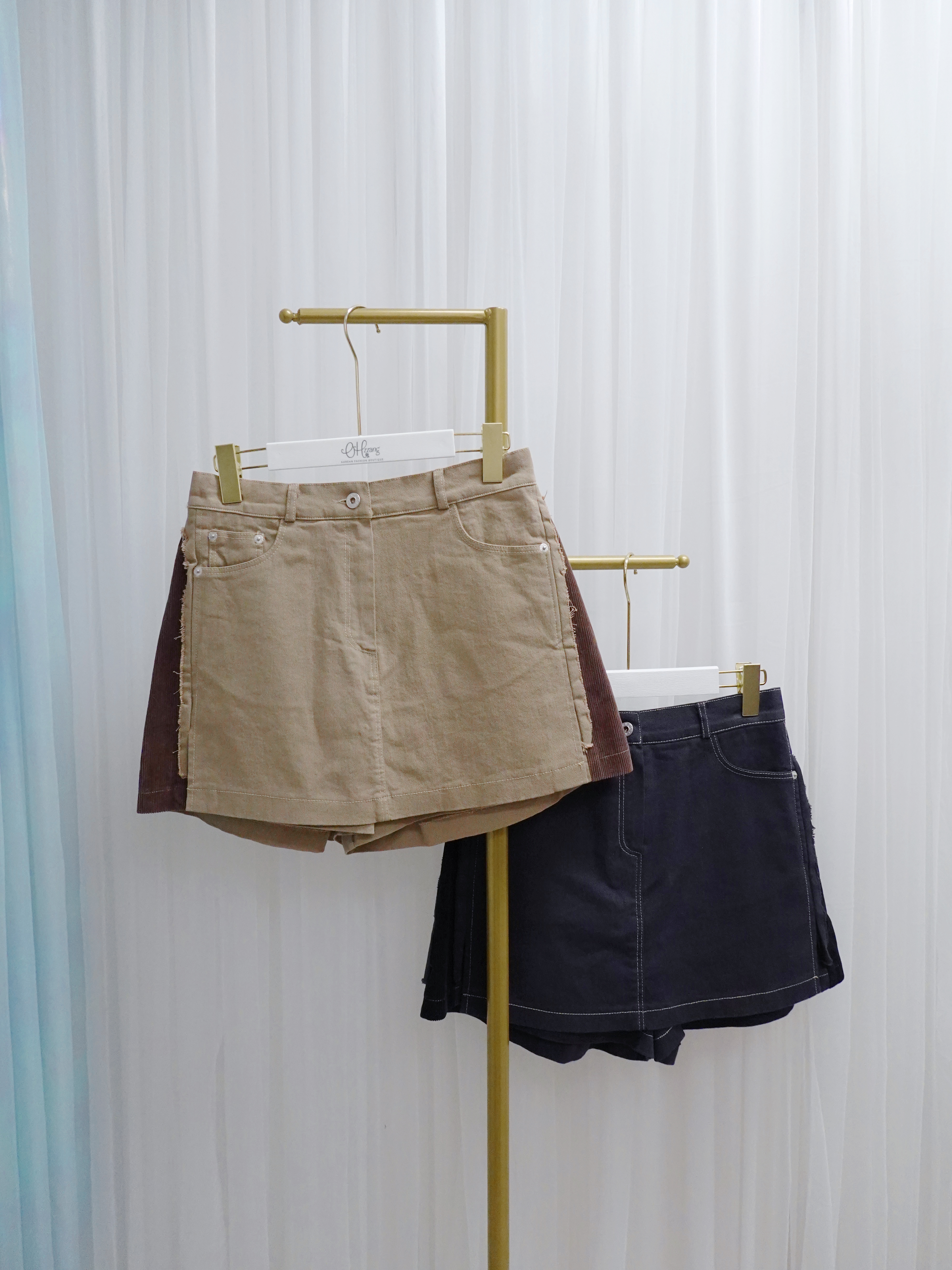 BOT12_12A 拼接牛仔裙褲 (3色)