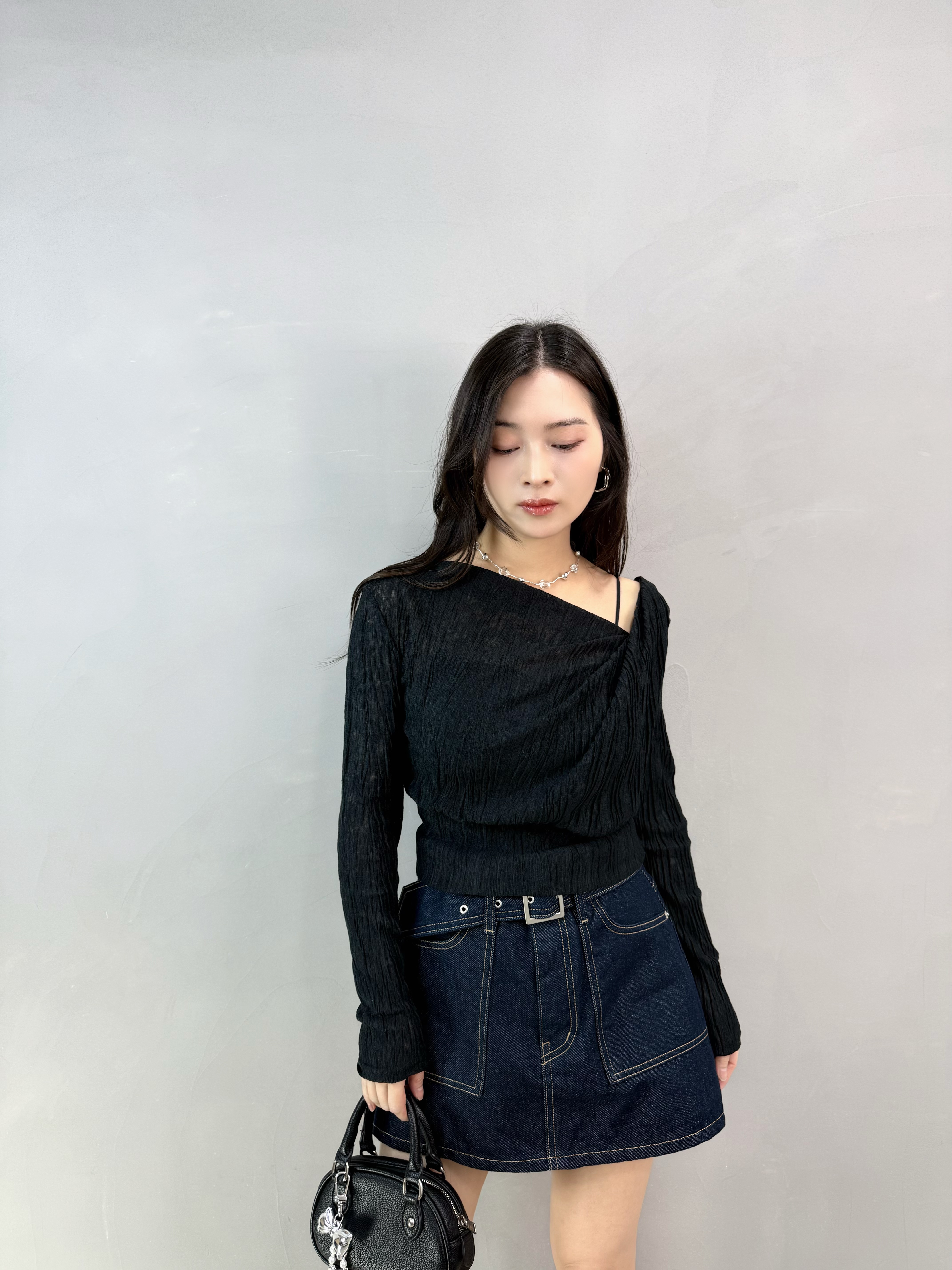 L60 斜領暗紋Top