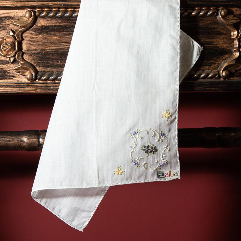 Vintage Swiss Alba Unused Handkerchief with Embroidery (EX094)