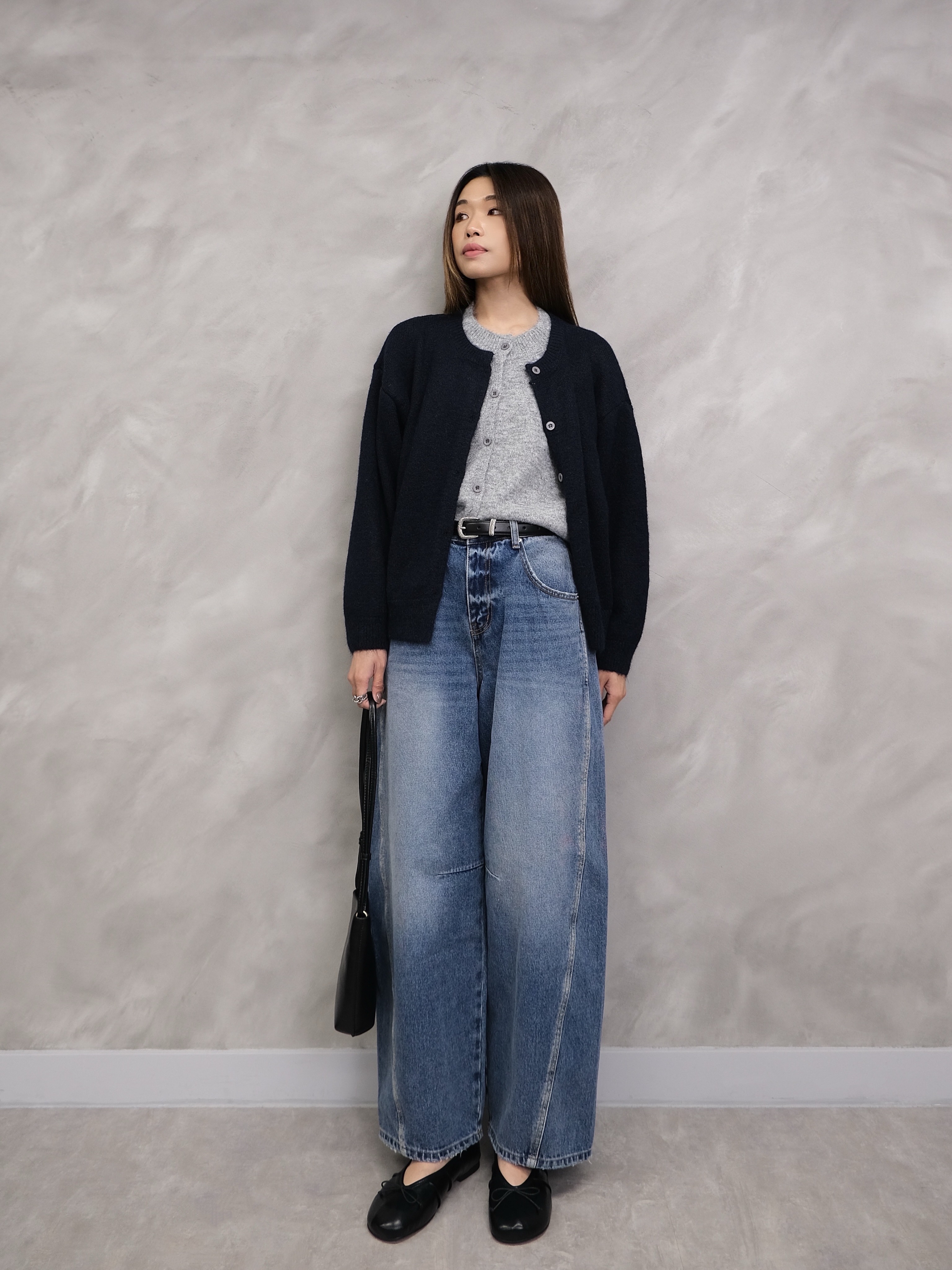 Curved Seam Wide-Leg Jeans #pt86