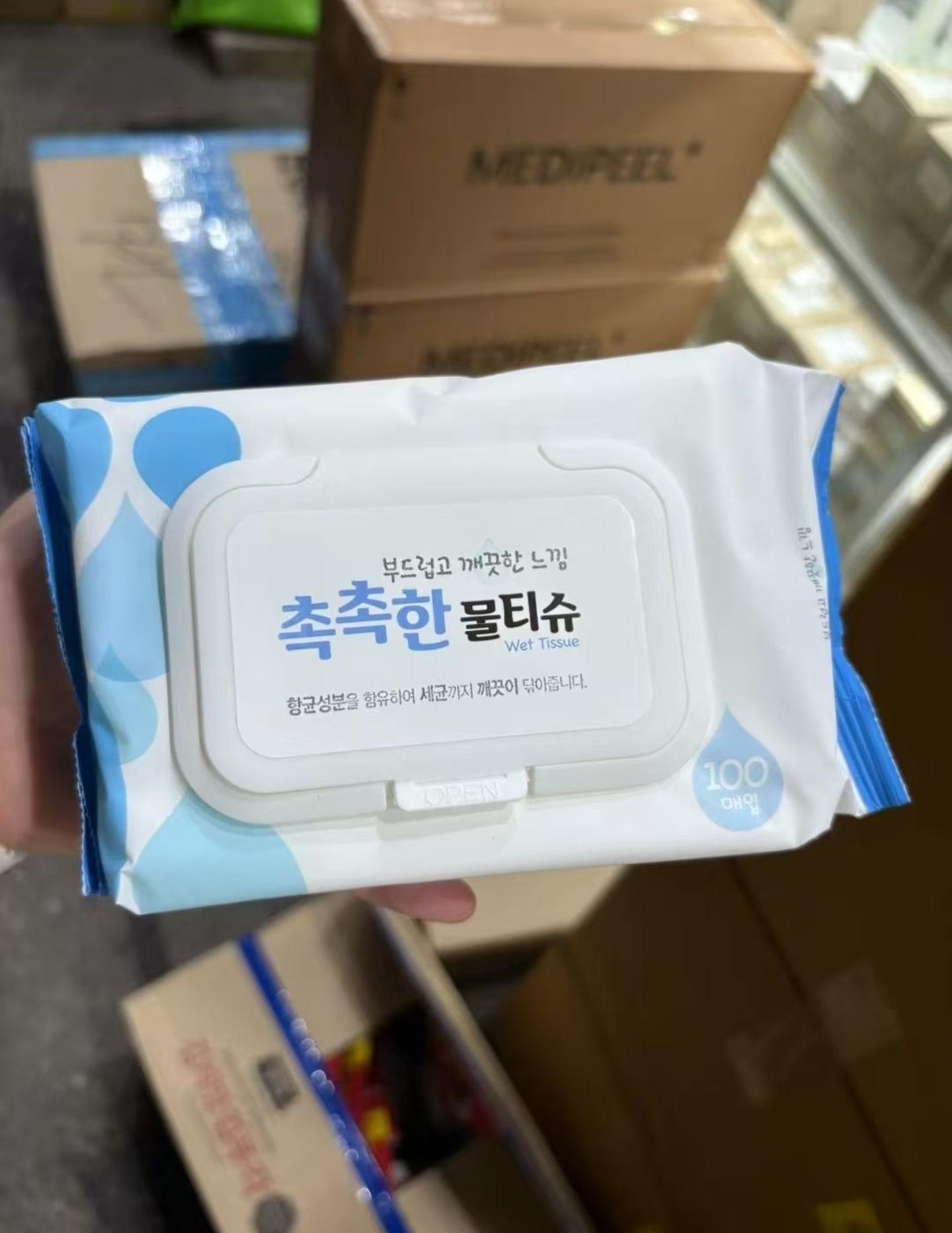 韓國抗菌無酒精濕紙巾 Wet Tissue100片裝-含有抗菌成分,能清潔細菌。