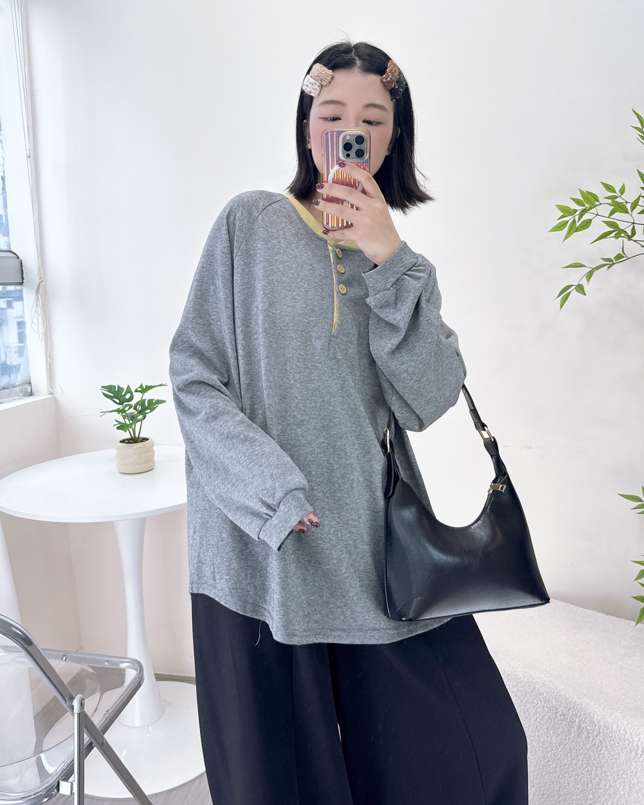 寬鬆薄身鈕扣長上衣 3色