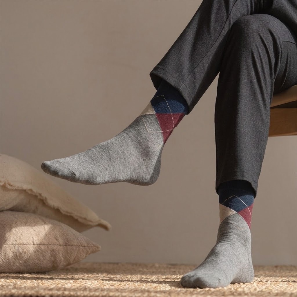 Korean Heritage Argyle Men's Mid Crew socks