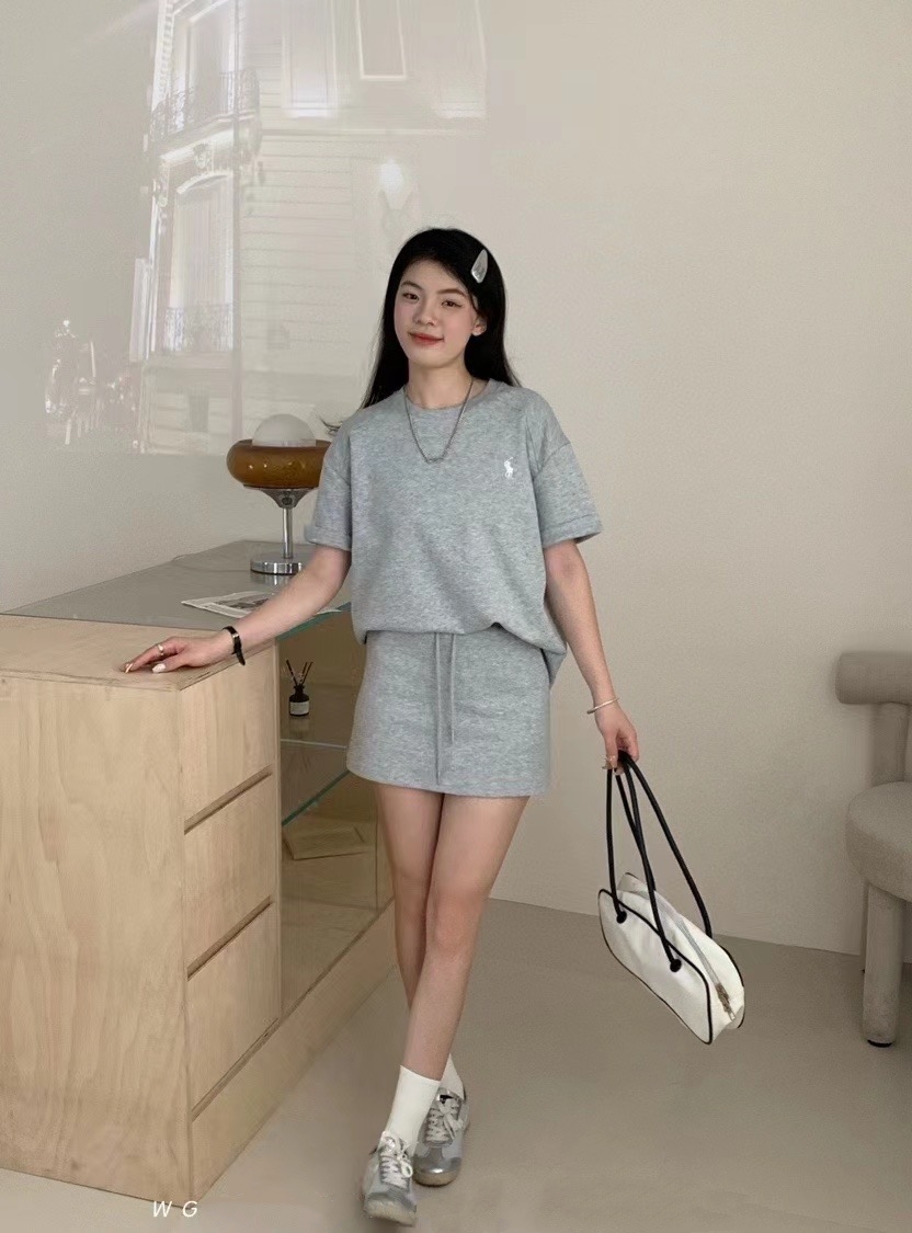 Polo Embroidery Roundneck Casual Shirt+Skirt Set 保罗刺绣休闲套装 (3 Colours)