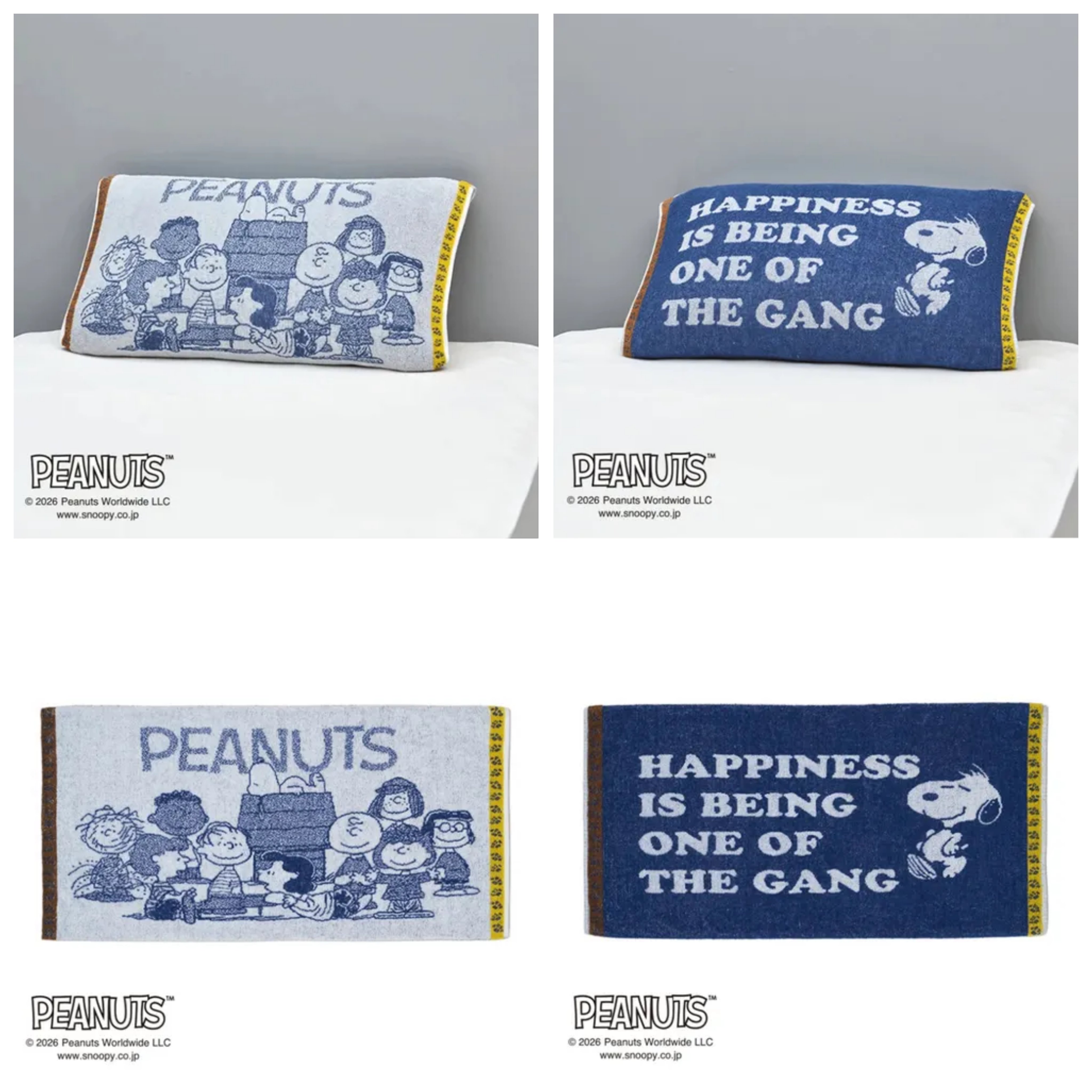 日本直送~新款Snoopy毛巾枕頭套 藍黃色