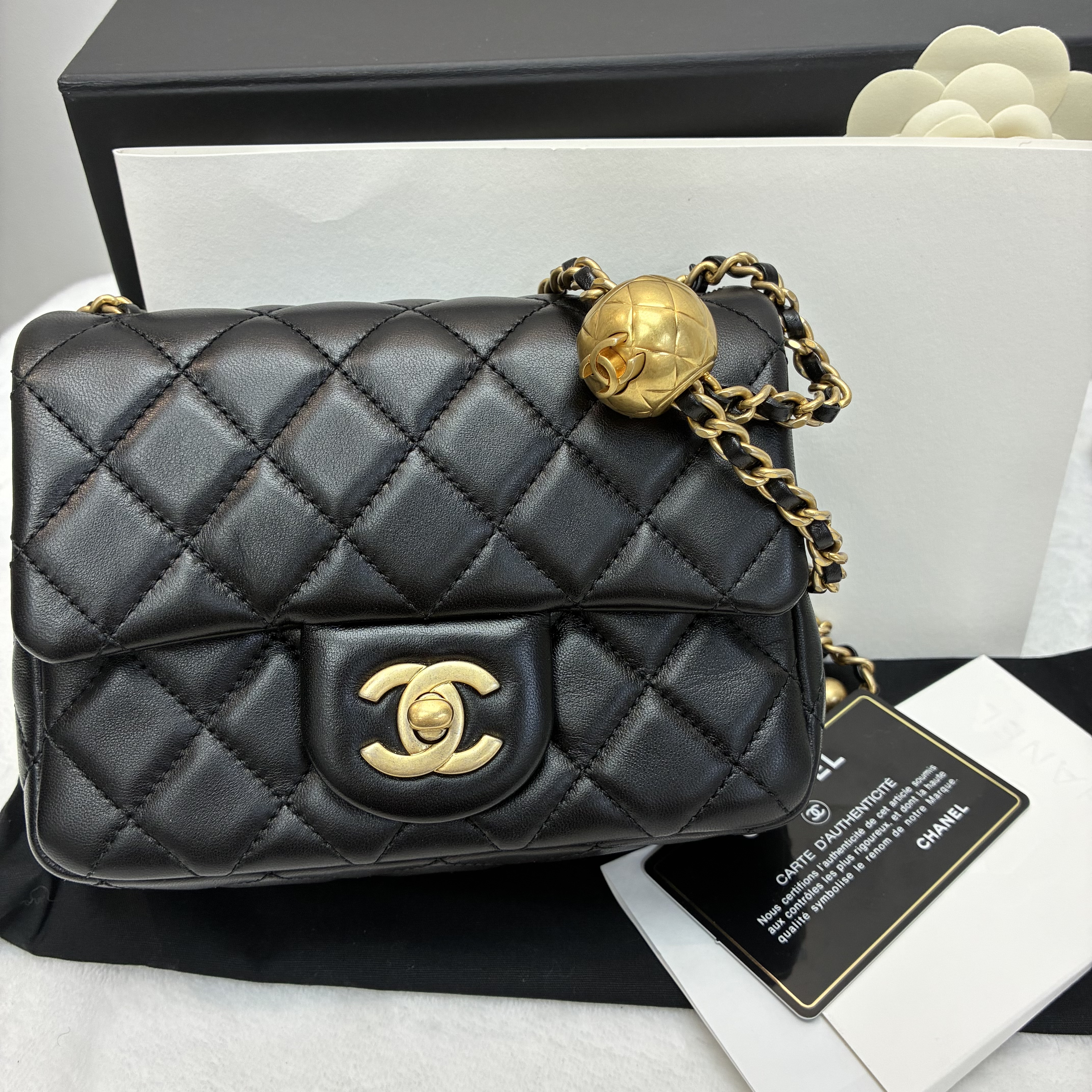 Full set Chanel淡金扣金球Mini