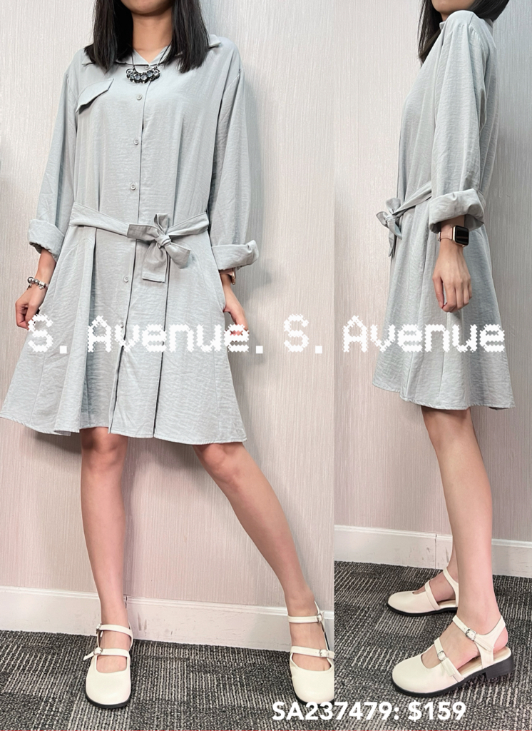 SA237479: 長袖有腰帶兩著shirt裙