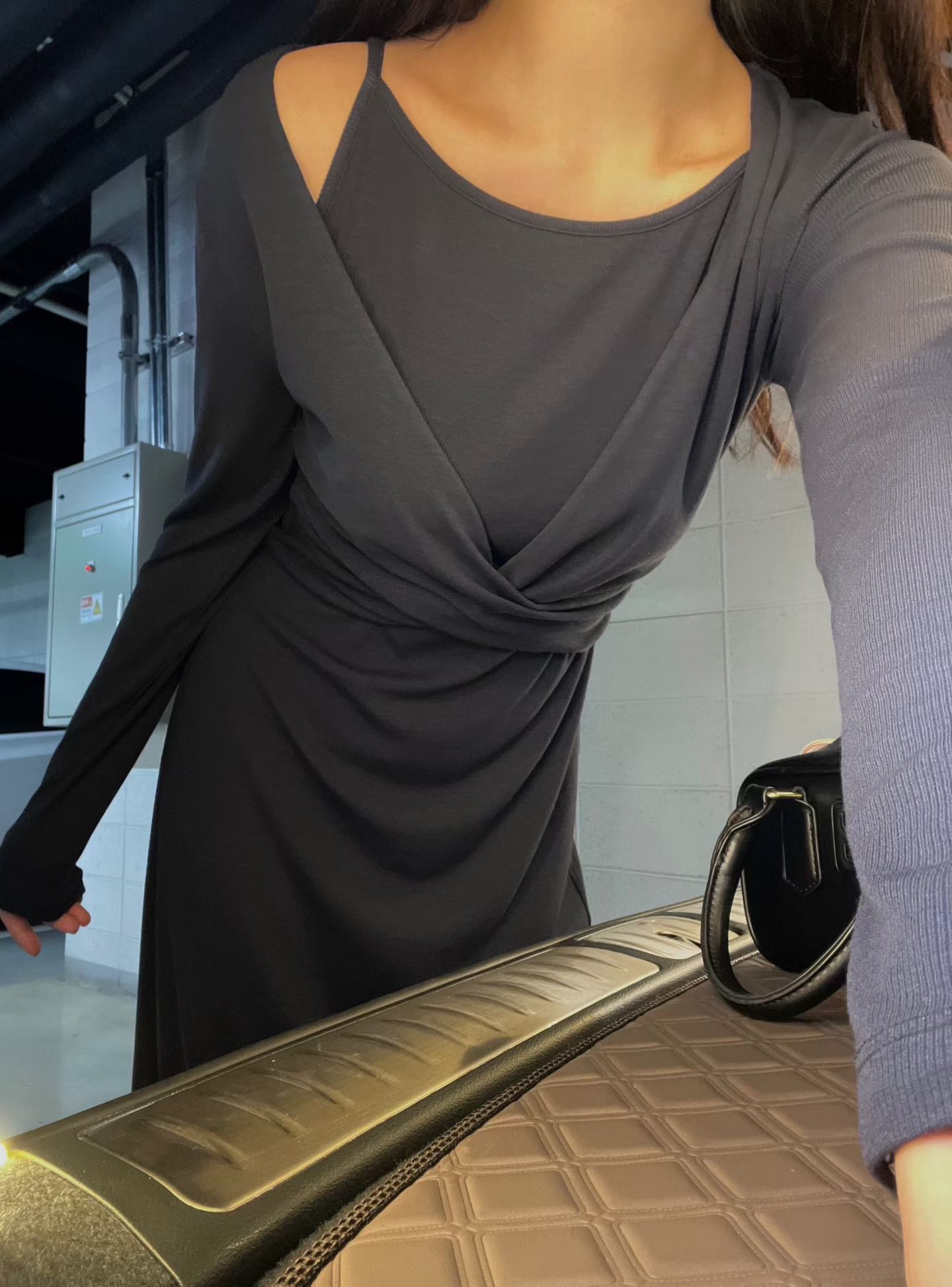 Feminine stretchy long dress SET