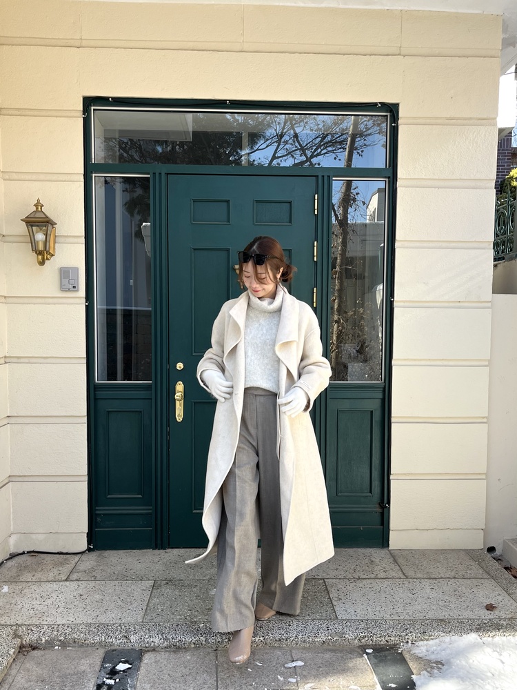 [70% Wool] Parisian Belted Wool Coat (Oat)
