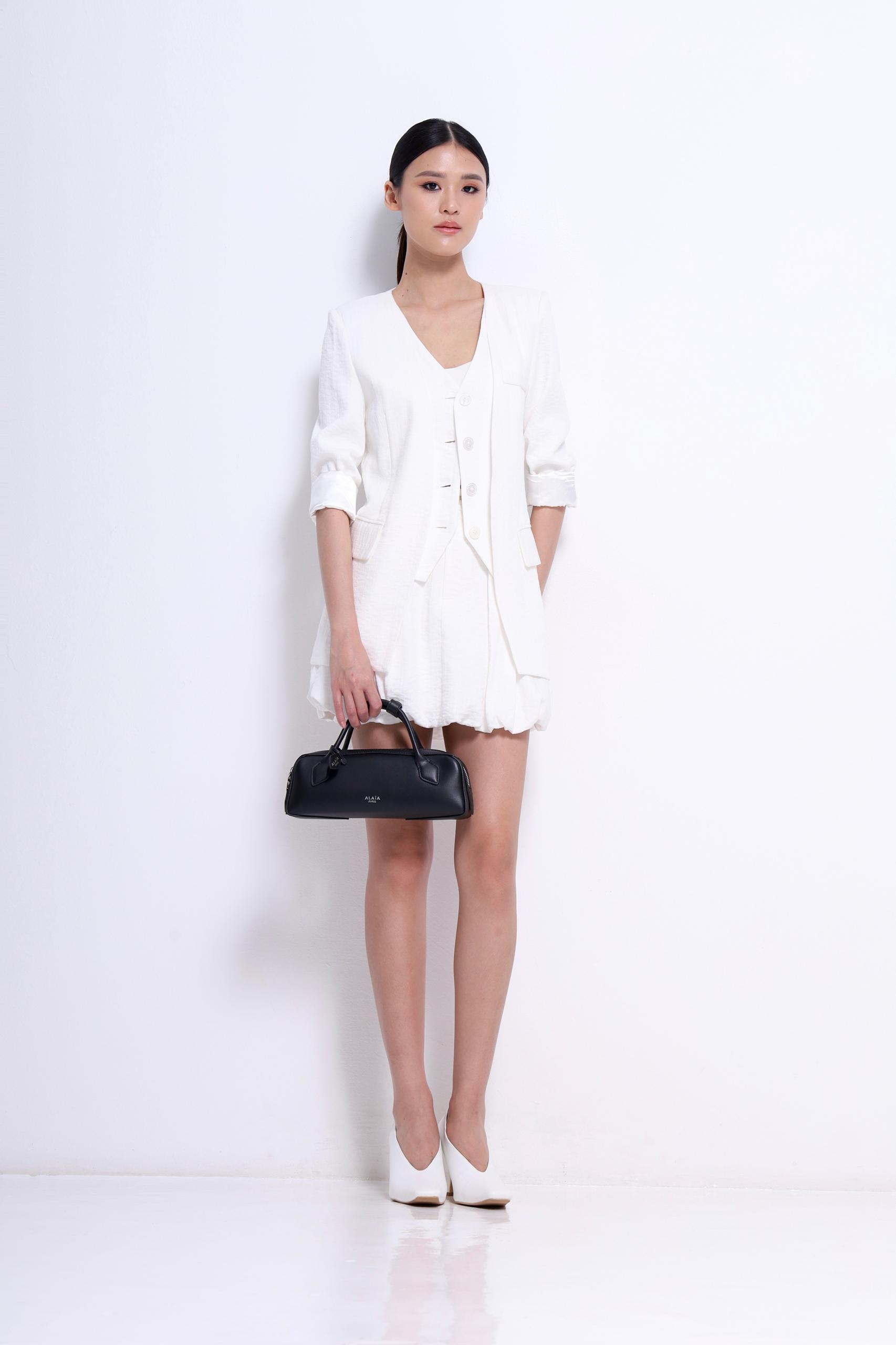 CB2717 LONG SLLV LINEN VEST BLAZER
