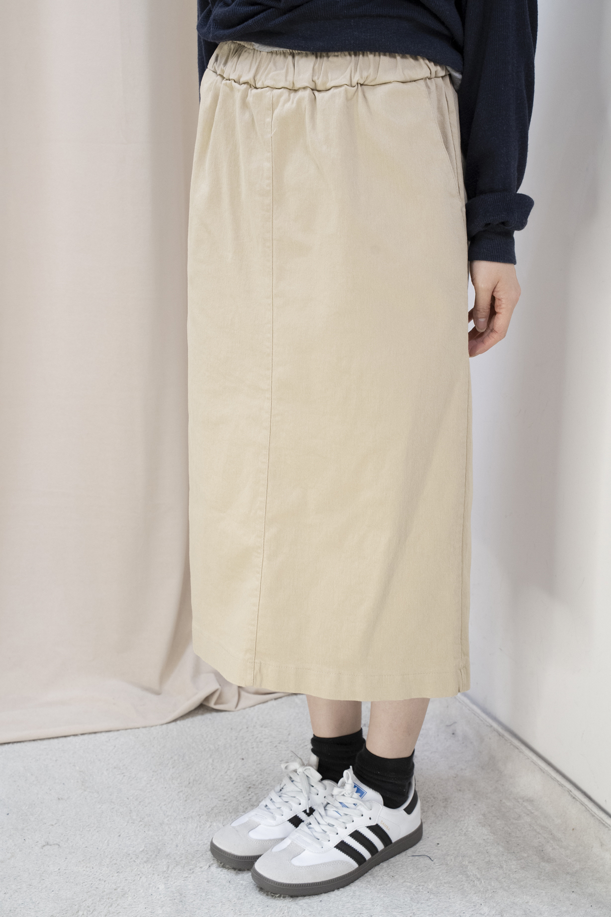 新色！棉質直筒全橡筋腰半身裙（3色）