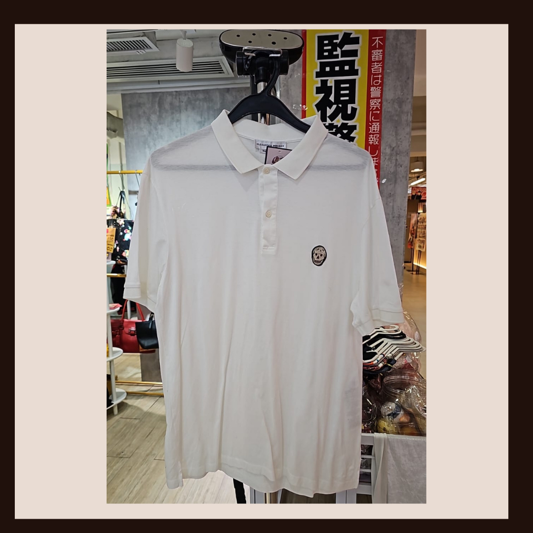 💀 英倫叛逆經典：Alexander McQueen 骷髏刺繡純白 Polo 衫