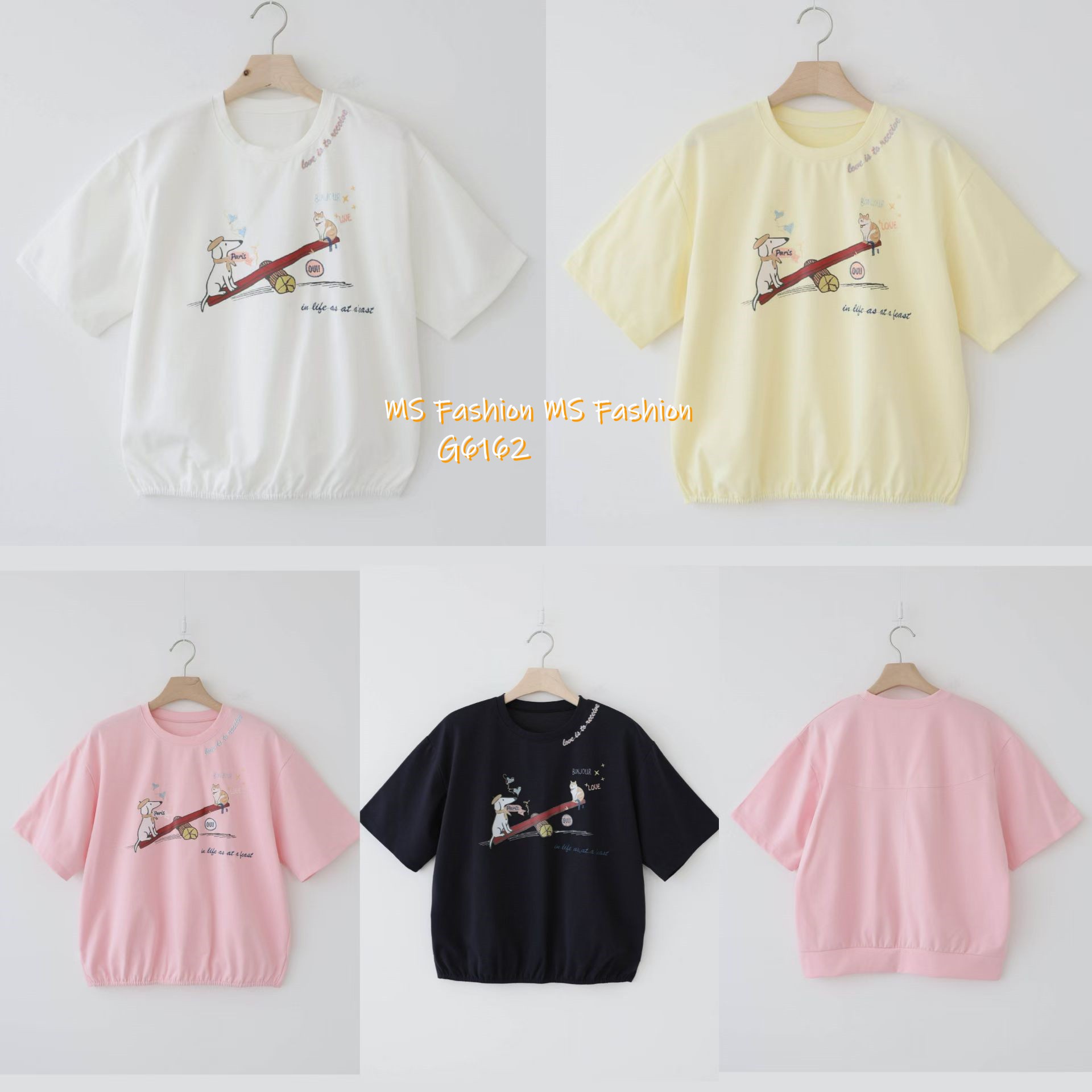 G6162 韓國🇰🇷靚料可愛貓狗圖案top