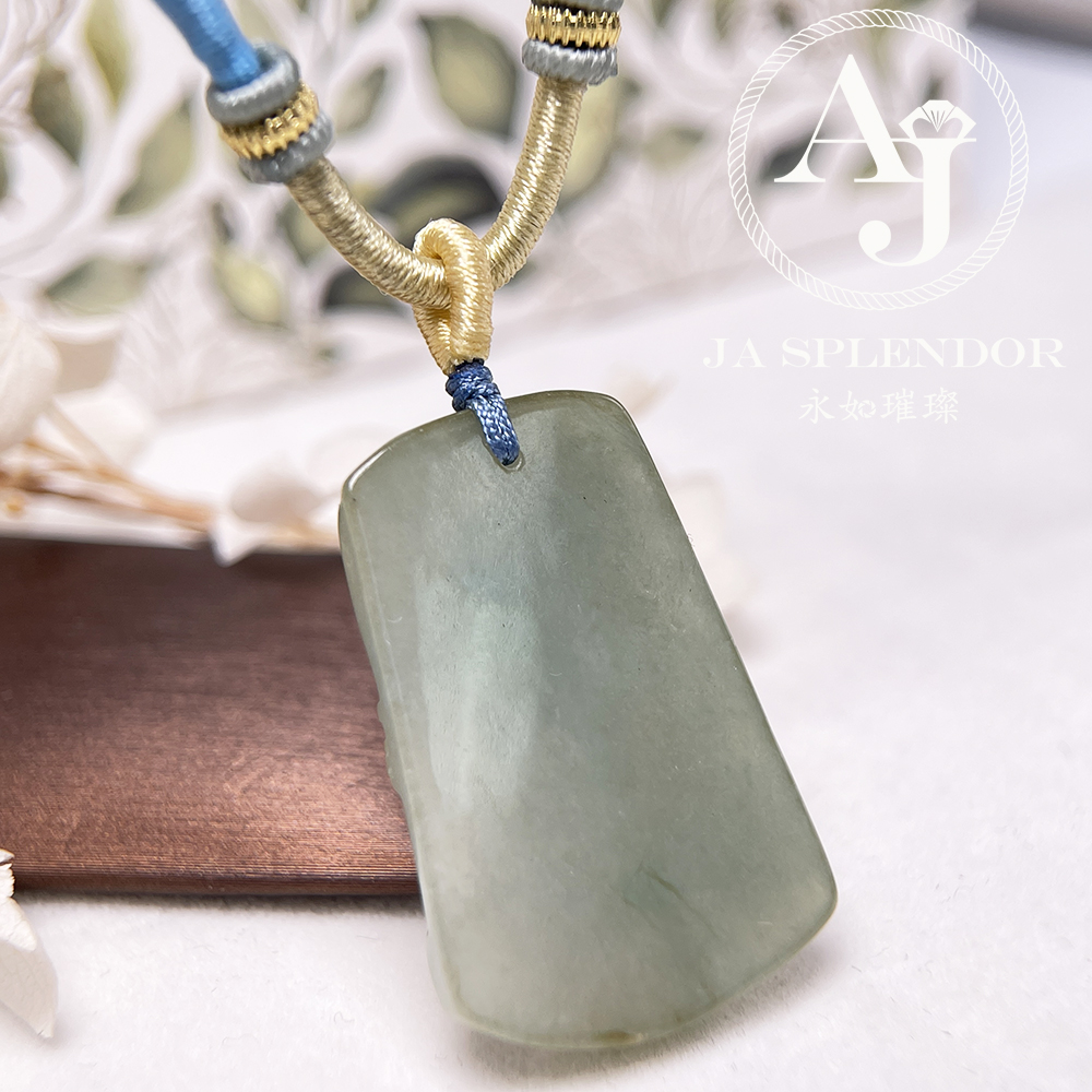 JN-1094 天然翡翠A玉 老料膠潤旺丁旺財山水牌吊墜