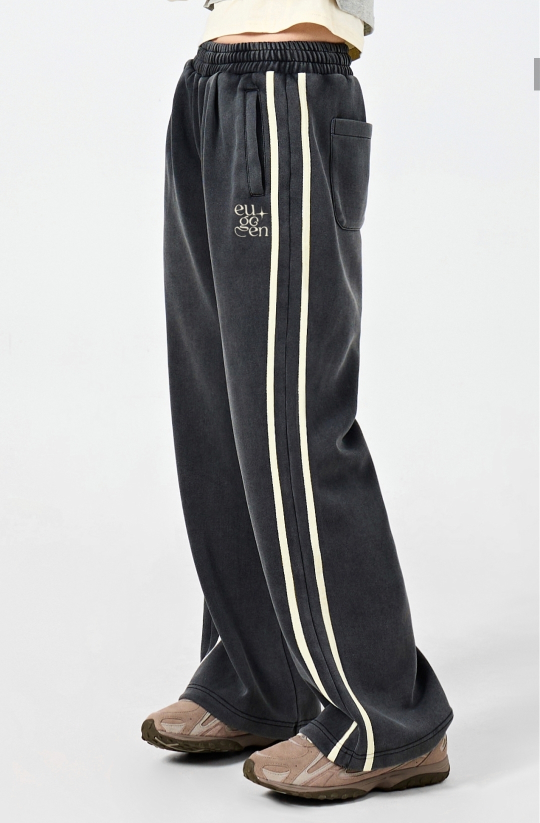 Euggen Washed Semi-Bootcut Track Sweat Pants 