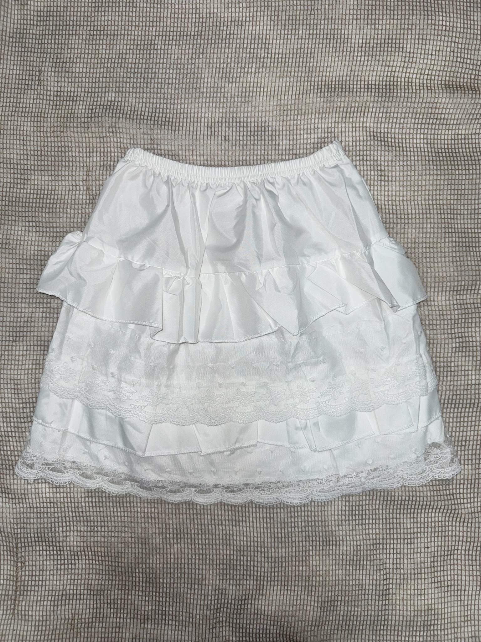 Coquette Style Layered Lace White Frill Skirt