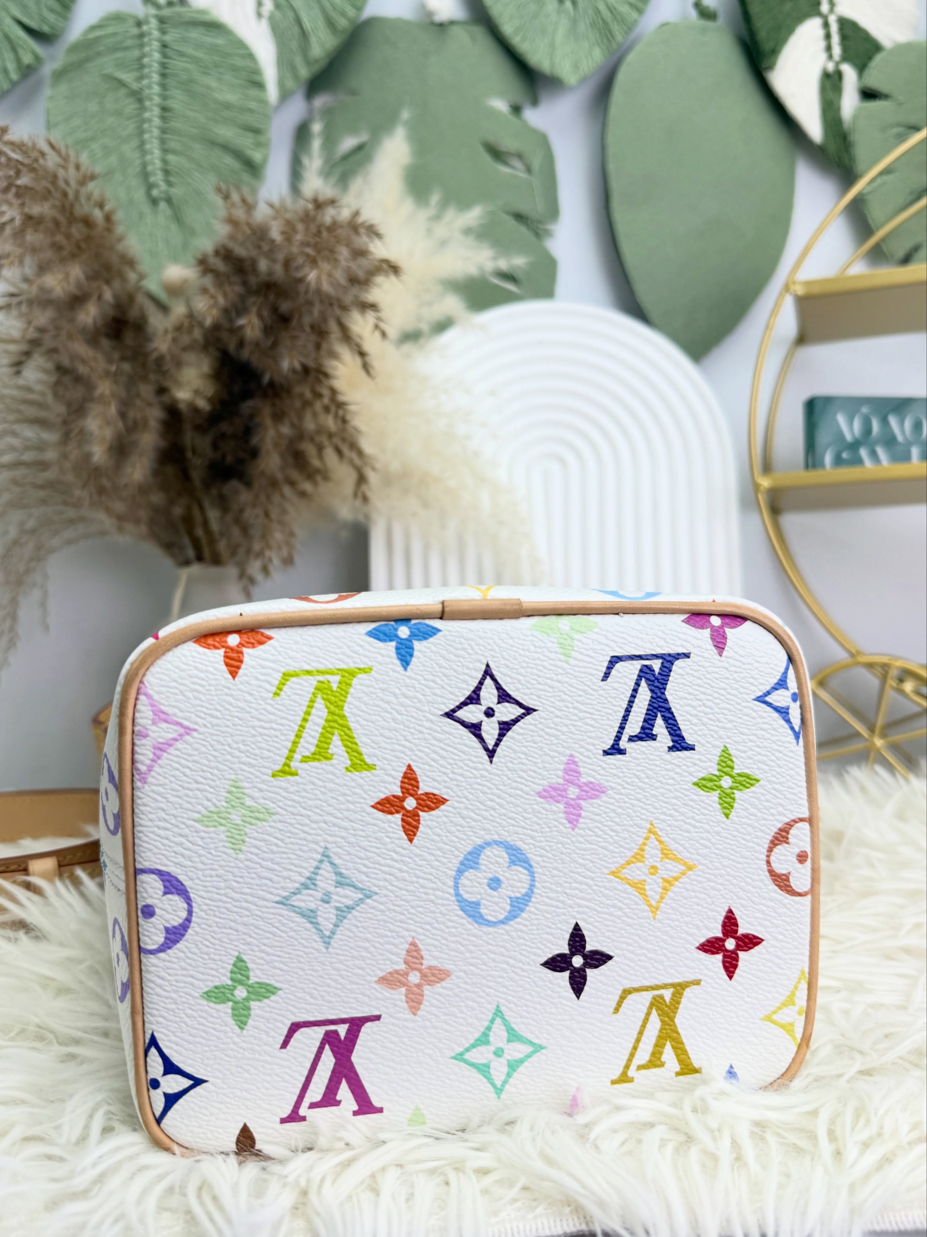 Lv👜 PRE OWNED 🛍️村上隆 白三彩 allin bb 有兩條肩帶 全套 🤍🩷💙