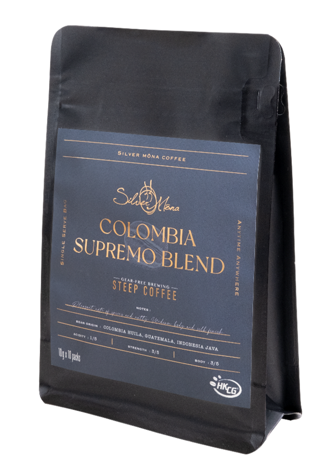 Silver Mona 特級哥倫比亞拼配浸泡式咖啡 Silver Mona Columbia Supremo Blend Steep Coffee 包裝: 10g x 10個/ 包