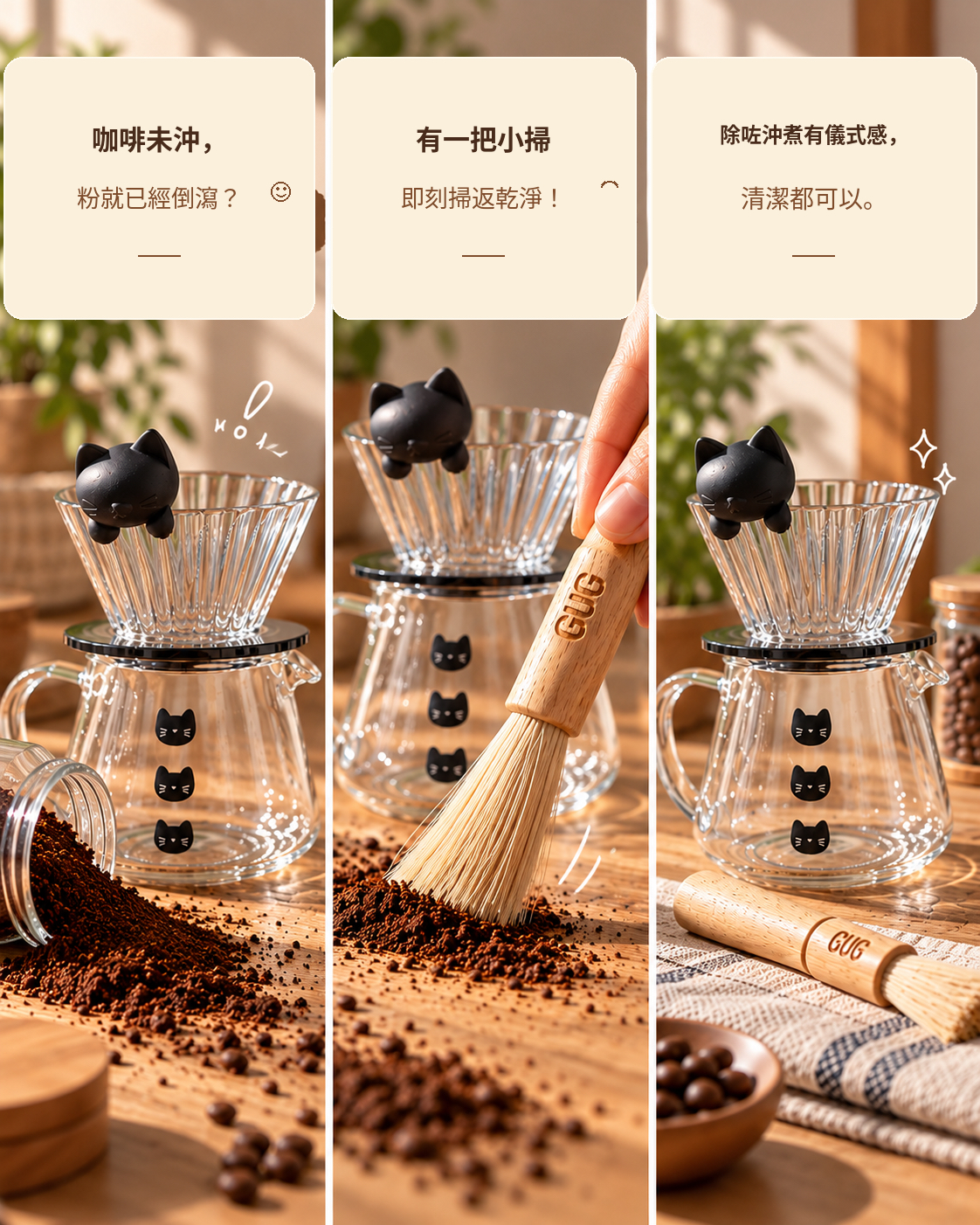 📎 CUG Natural Wood Coffee Cleaning Brush 