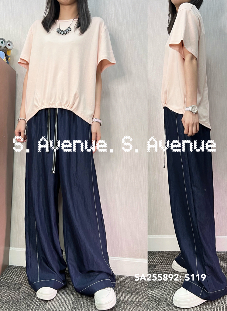 SA255892: 短袖淨色前短後長tee