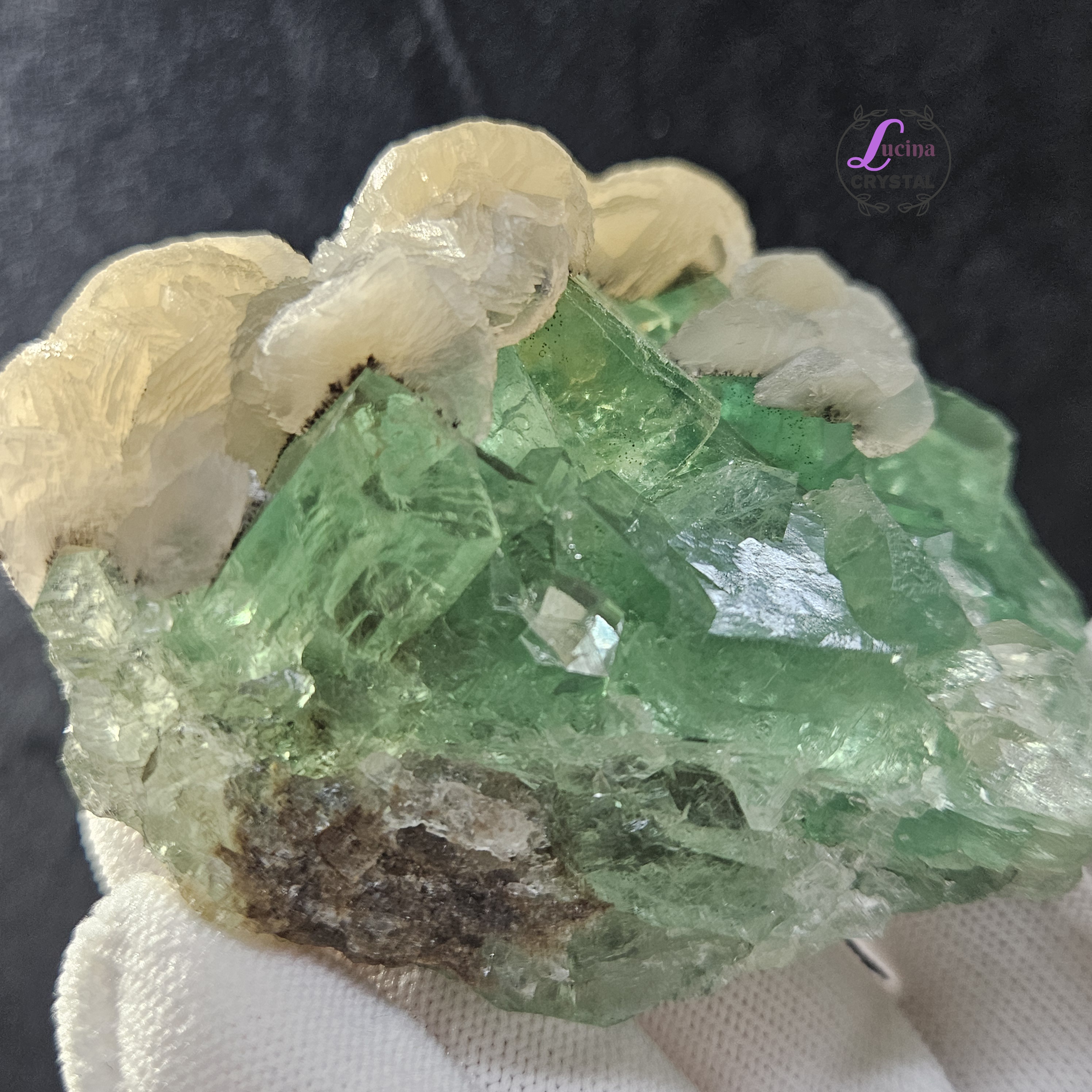 (Co#LC8549) 香花嶺蘋果綠螢石原礦/Apple Green Cubic Fluorite Cluster 